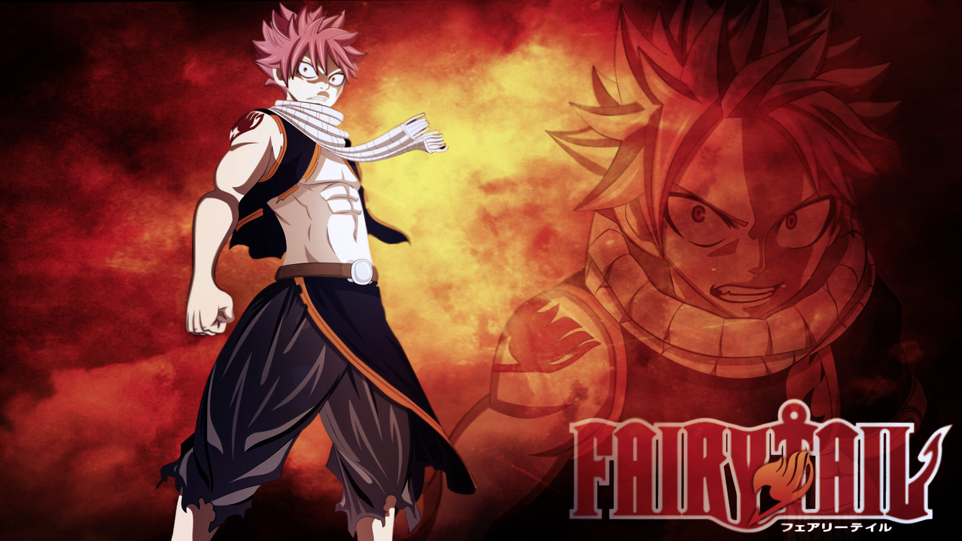 Natsu Dragneel, Fairy Tail, Logo, Rosso, Full HD, sfondo per PC