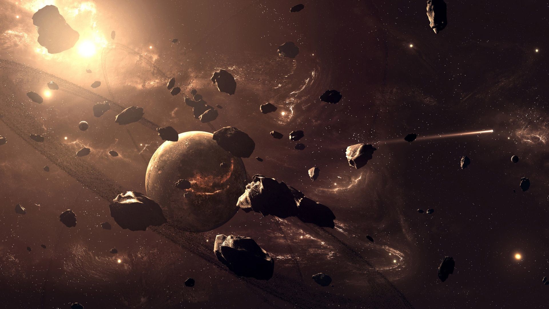 Asteroidi, Pianeta, Fascia di asteroidi, Arte spaziale, 1920x1080, wallpaper desktop