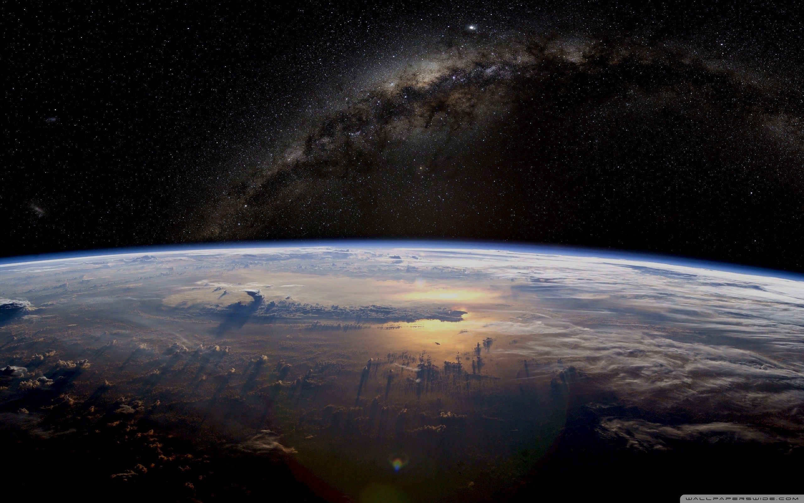 Terra, Via Lattea, Vista dall'orbita, Nuvole, Spazio, 16:10 2K, sfondo widescreen