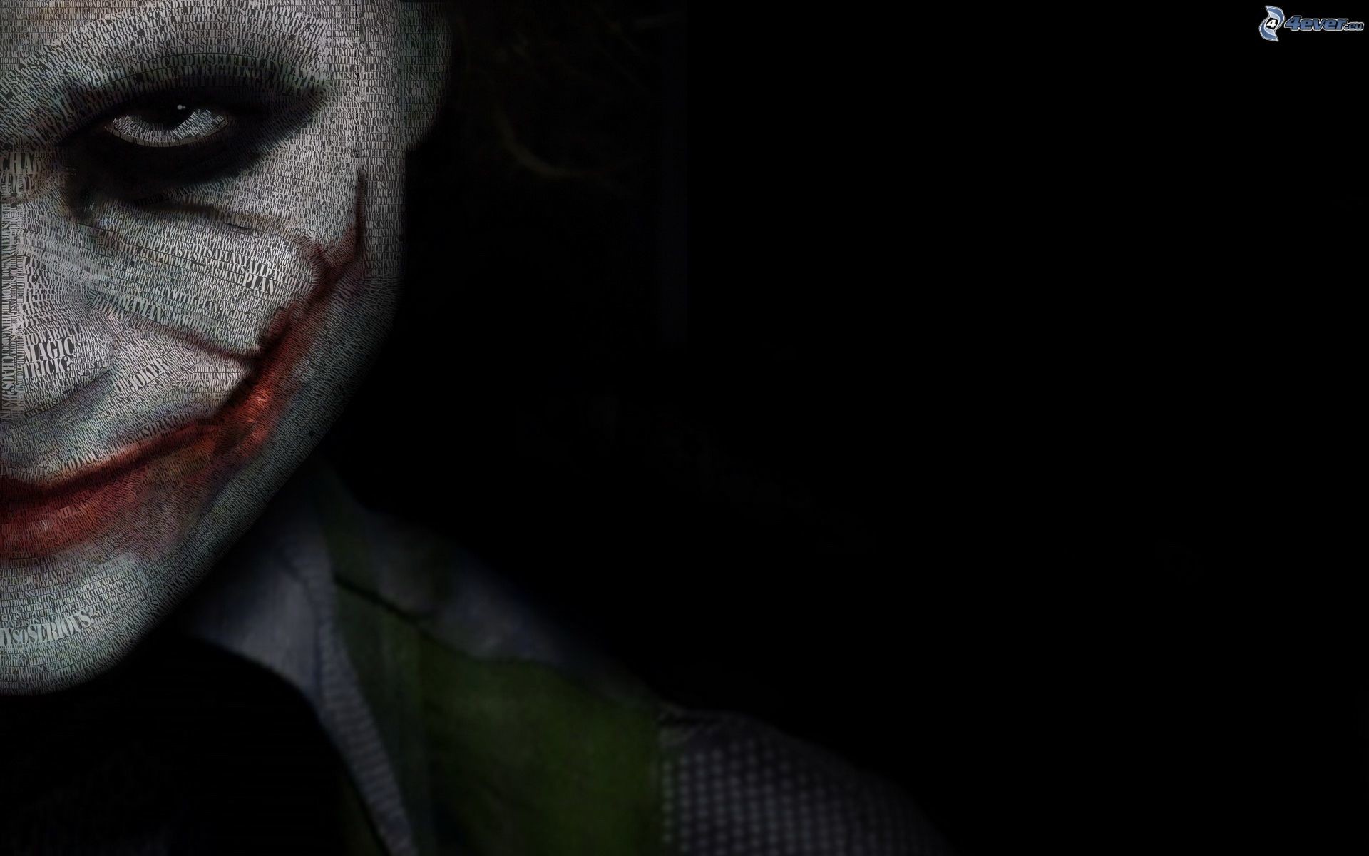 Joker, Heath Ledger, Il cavaliere oscuro, Primo piano, Sfondo nero, wallpaper 1920x1200