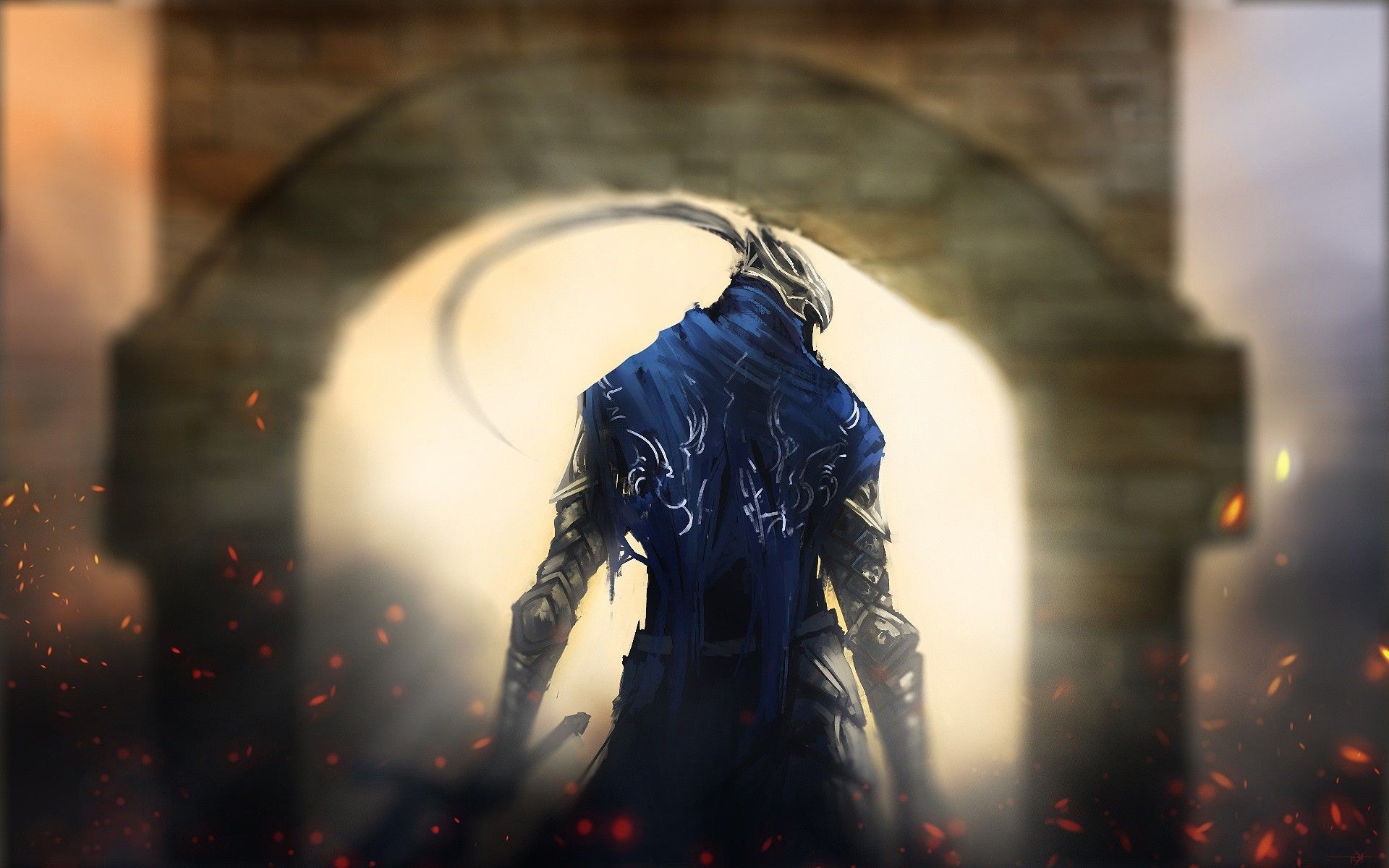 Artorias, Dark Souls, Arco di pietra, Braci, 16:10 Full HD, sfondo widescreen