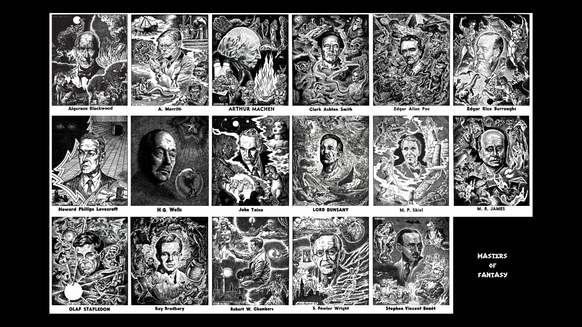 H. P. Lovecraft, Masters of Fantasy, Scrittori, Ritratti, 1920x1080, immagine di sfondo