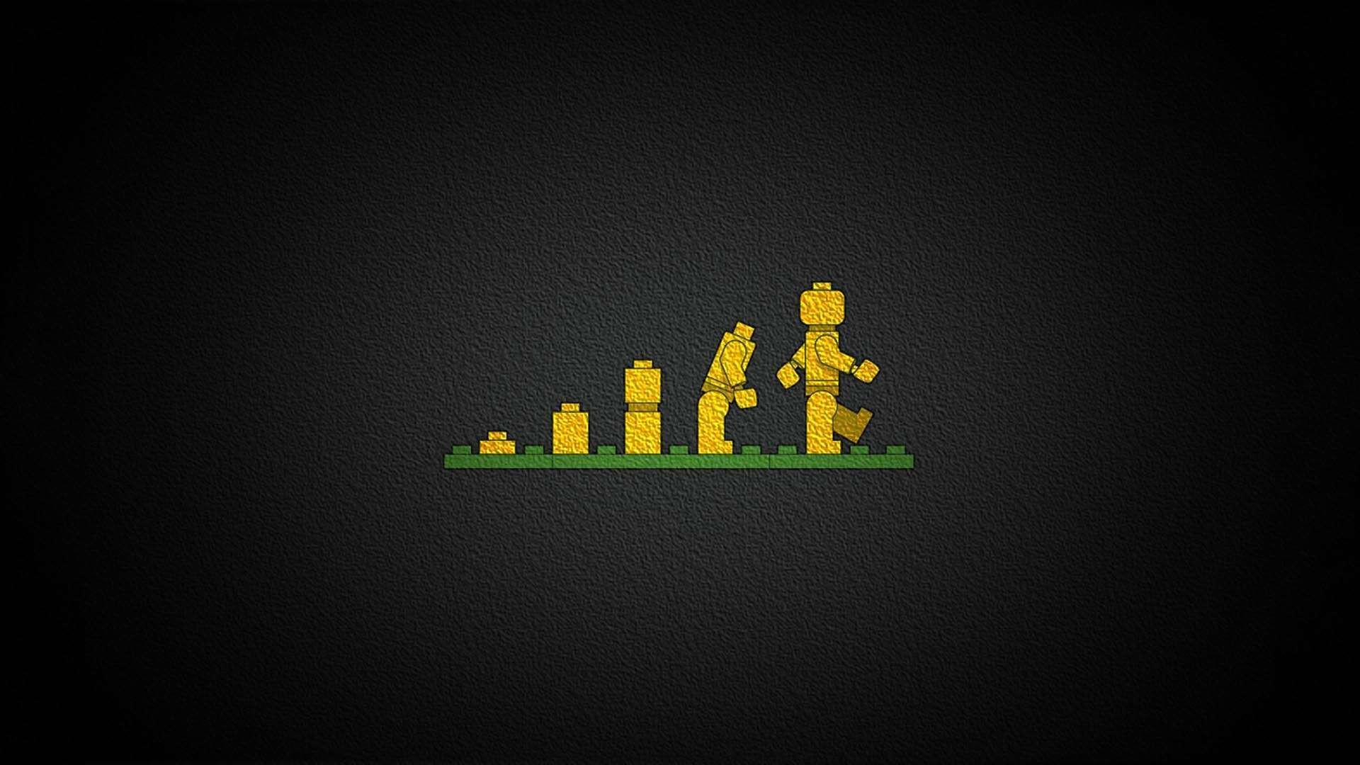 Evoluzione LEGO, Minifigure, Minimalismo, Sfondo nero, Full HD, wallpaper per computer
