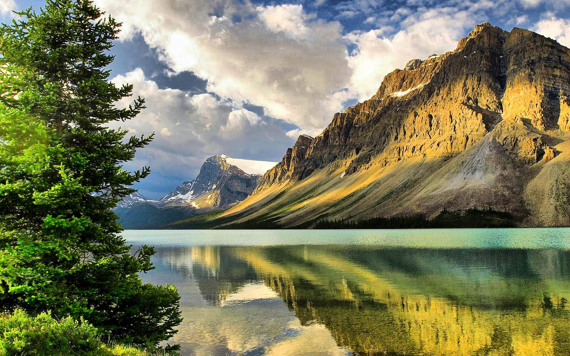Crowfoot Mountain, Bow Lake, Banff, Canada, Riflesso, 1920x1200, sfondo per PC