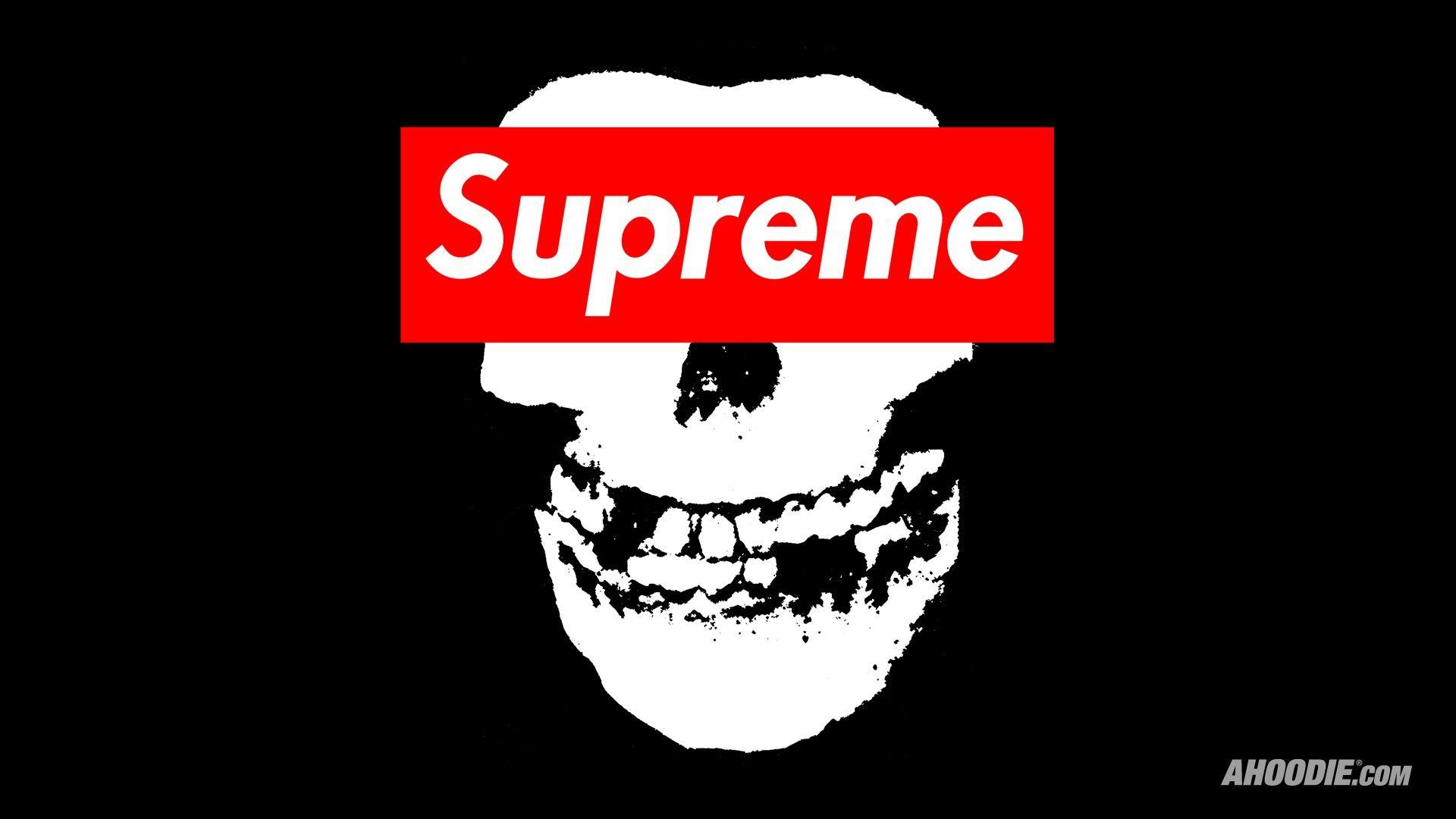 Misfits, Teschio, Logo Supreme, Sfondo nero, 16:9 Full HD, wallpaper widescreen