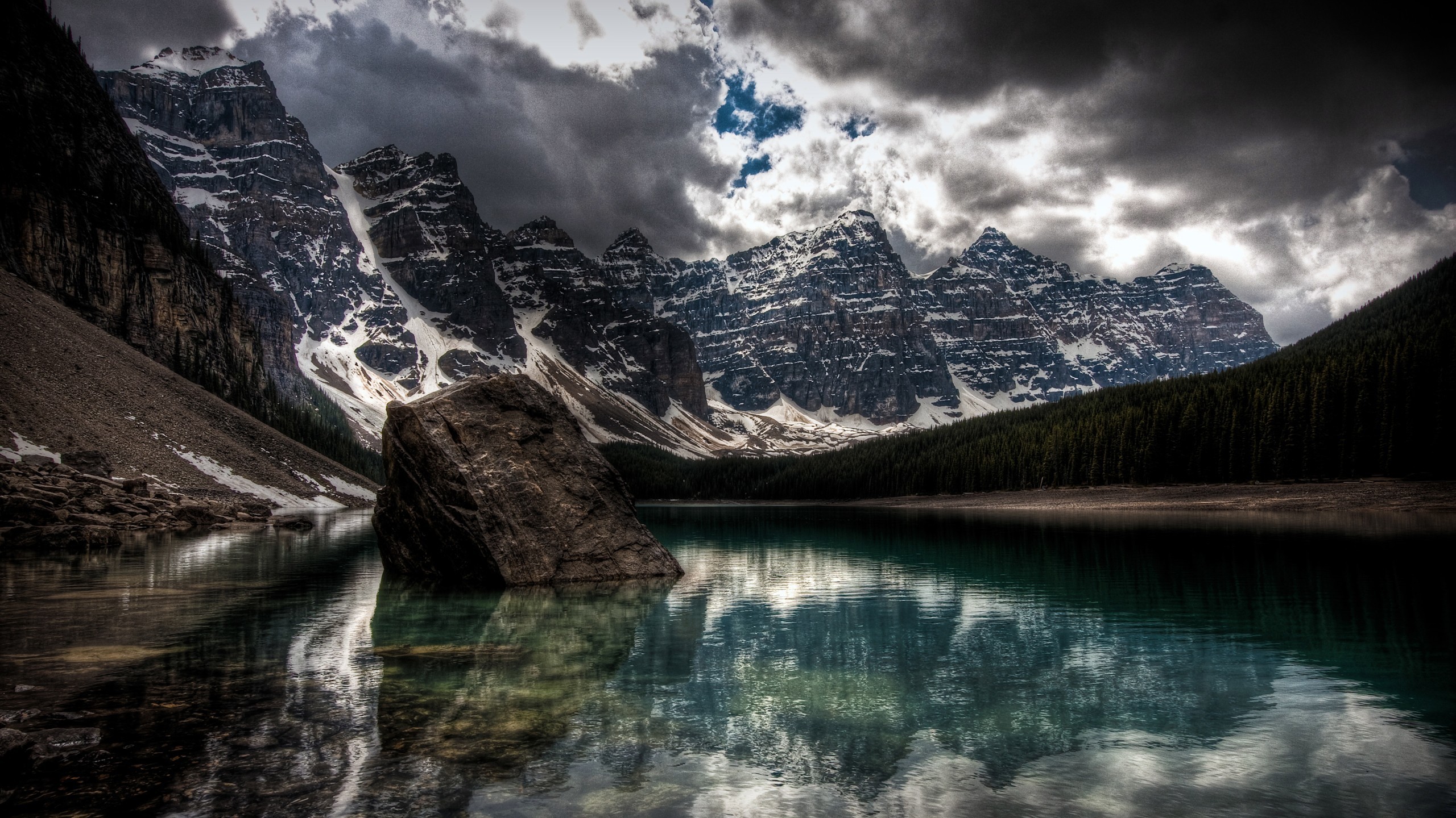 Lago Moraine, Valle dei Dieci Picchi, Parco nazionale di Banff, Canada, Montagne, wallpaper 2K