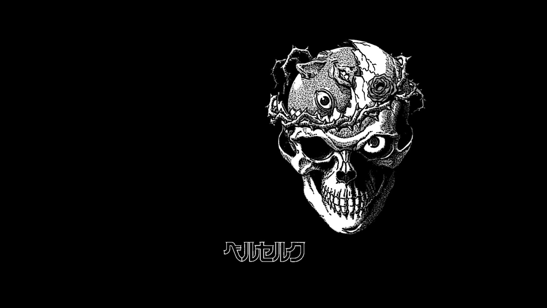 Teschio del Cavaliere, Berserk, Manga, Sfondo nero, Full HD, wallpaper per computer