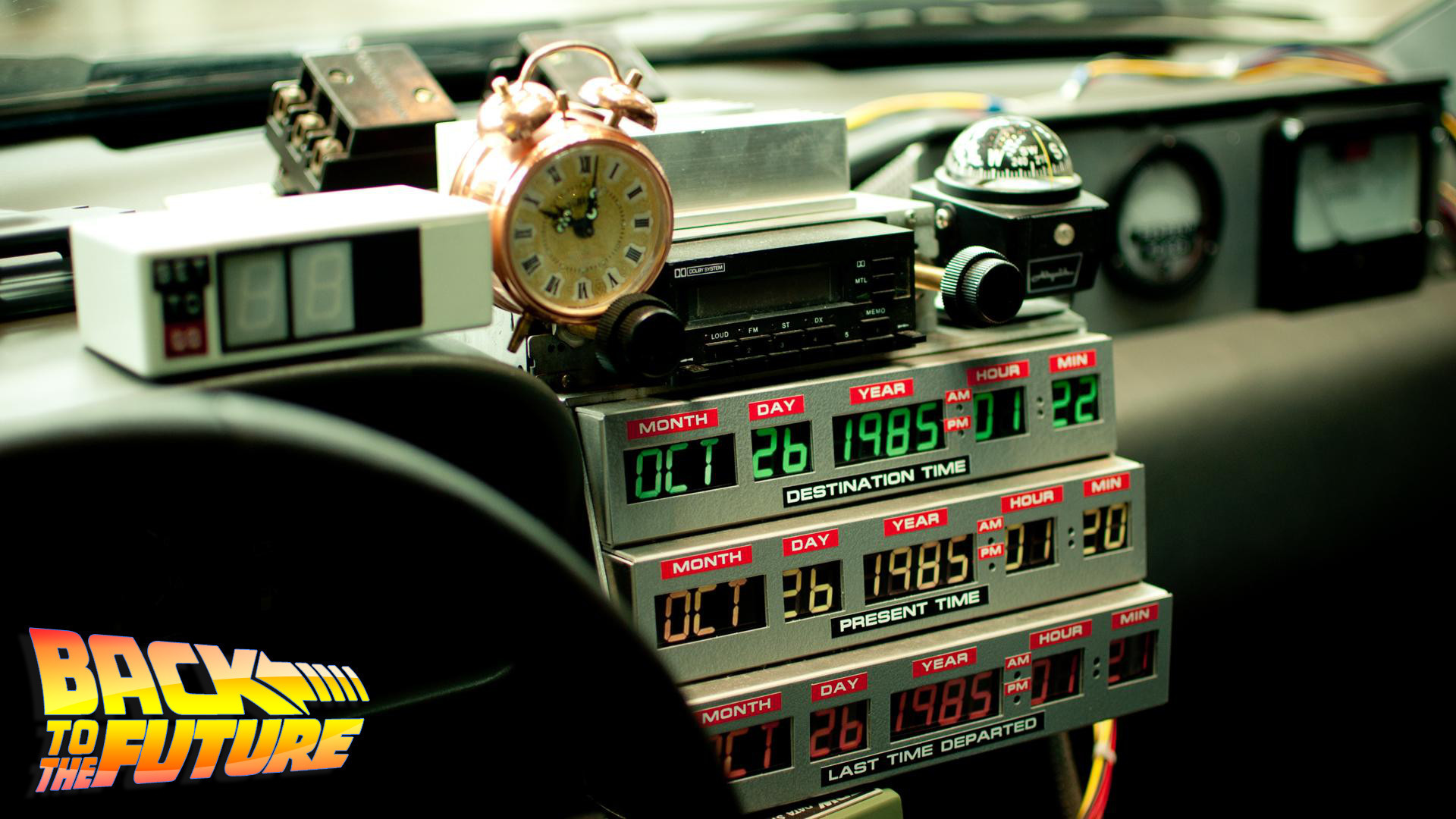 Ritorno al futuro, Circuiti del tempo, DeLorean DMC-12, Cruscotto, sfondo Windows 11