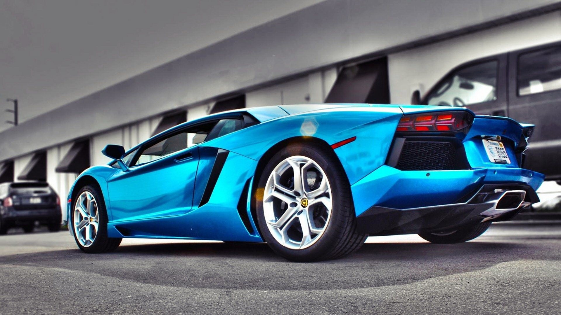 Lamborghini Aventador, Azzurro, Vista posteriore, HDR, Full HD, sfondo per PC e portatile