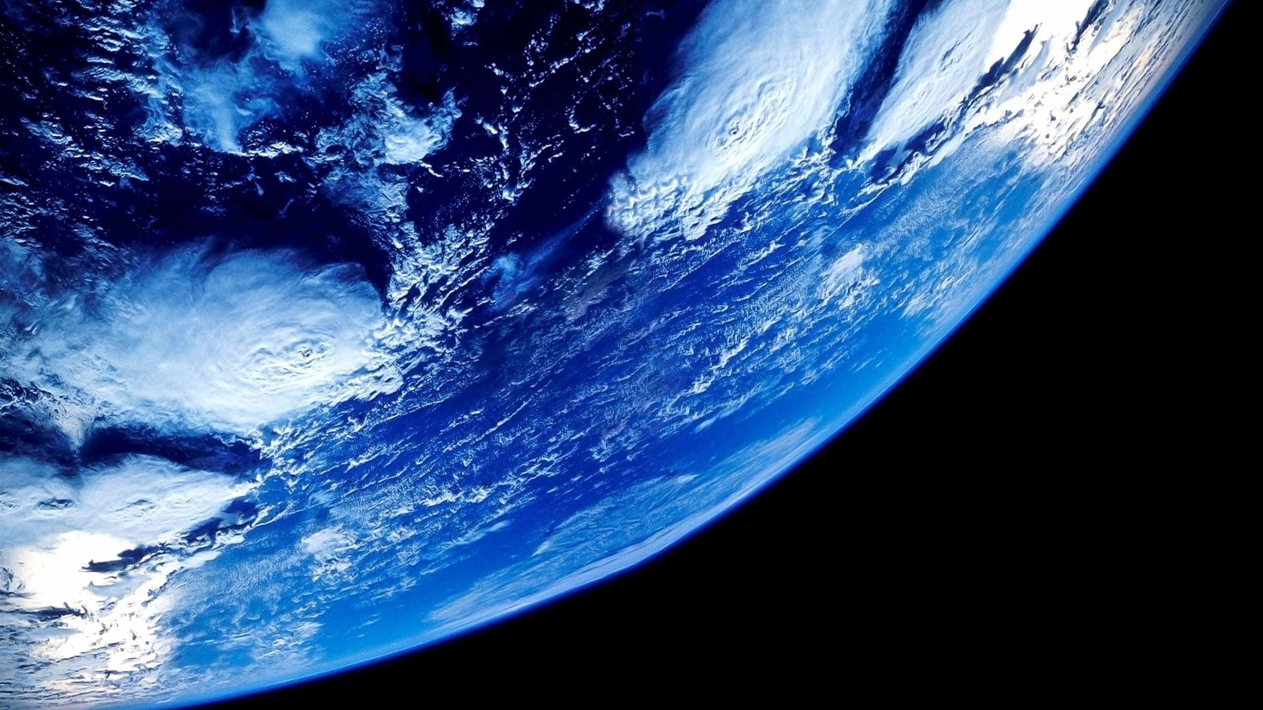 Terra, Pianeta, Nuvole, Vista dallo spazio, 2560x1440, immagine di sfondo