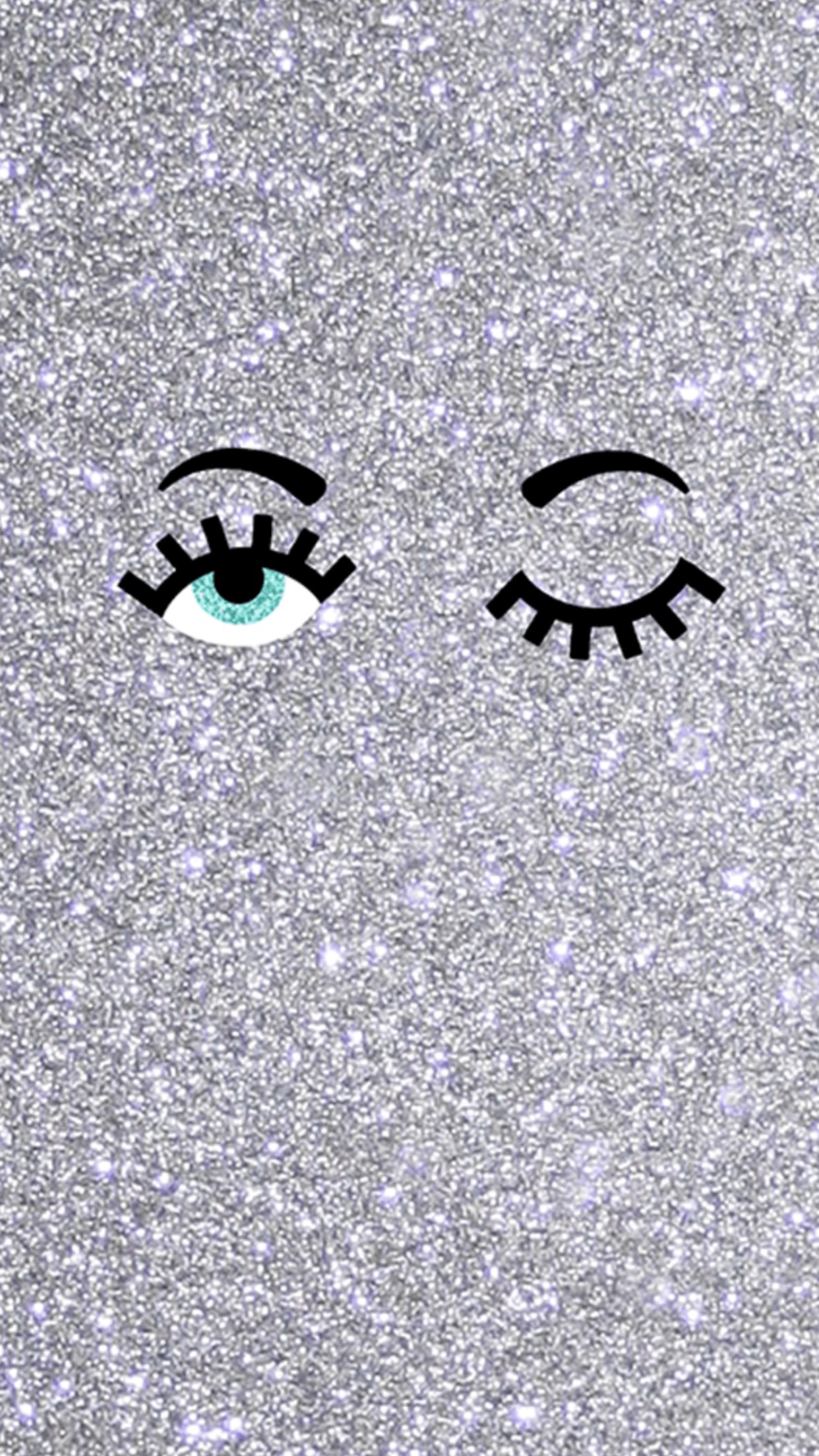 Occhi, Occhiolino, Glitter, Argento, 1242x2208, schermata di blocco iPhone