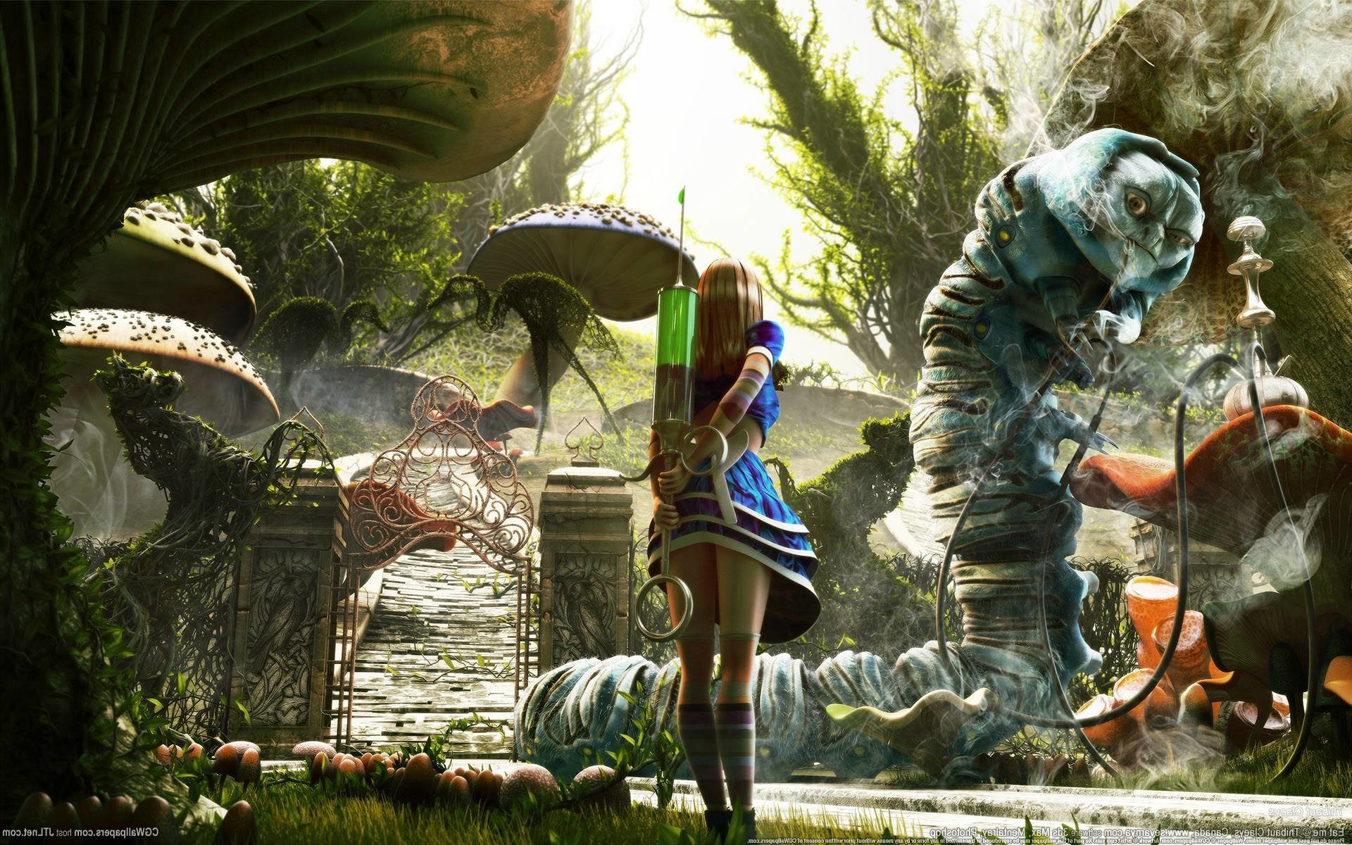 Brucaliffo, Alice, Alice in Wonderland (2010), Funghi giganti, 1920x1200, sfondo per PC