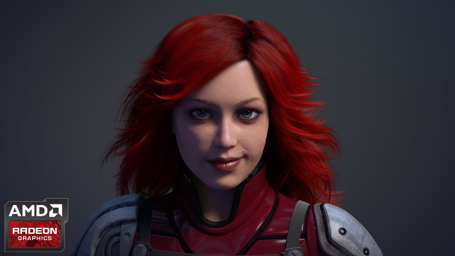 Ruby, AMD Radeon, Personaggio 3D, Capelli rossi, Full HD, sfondo per portatile