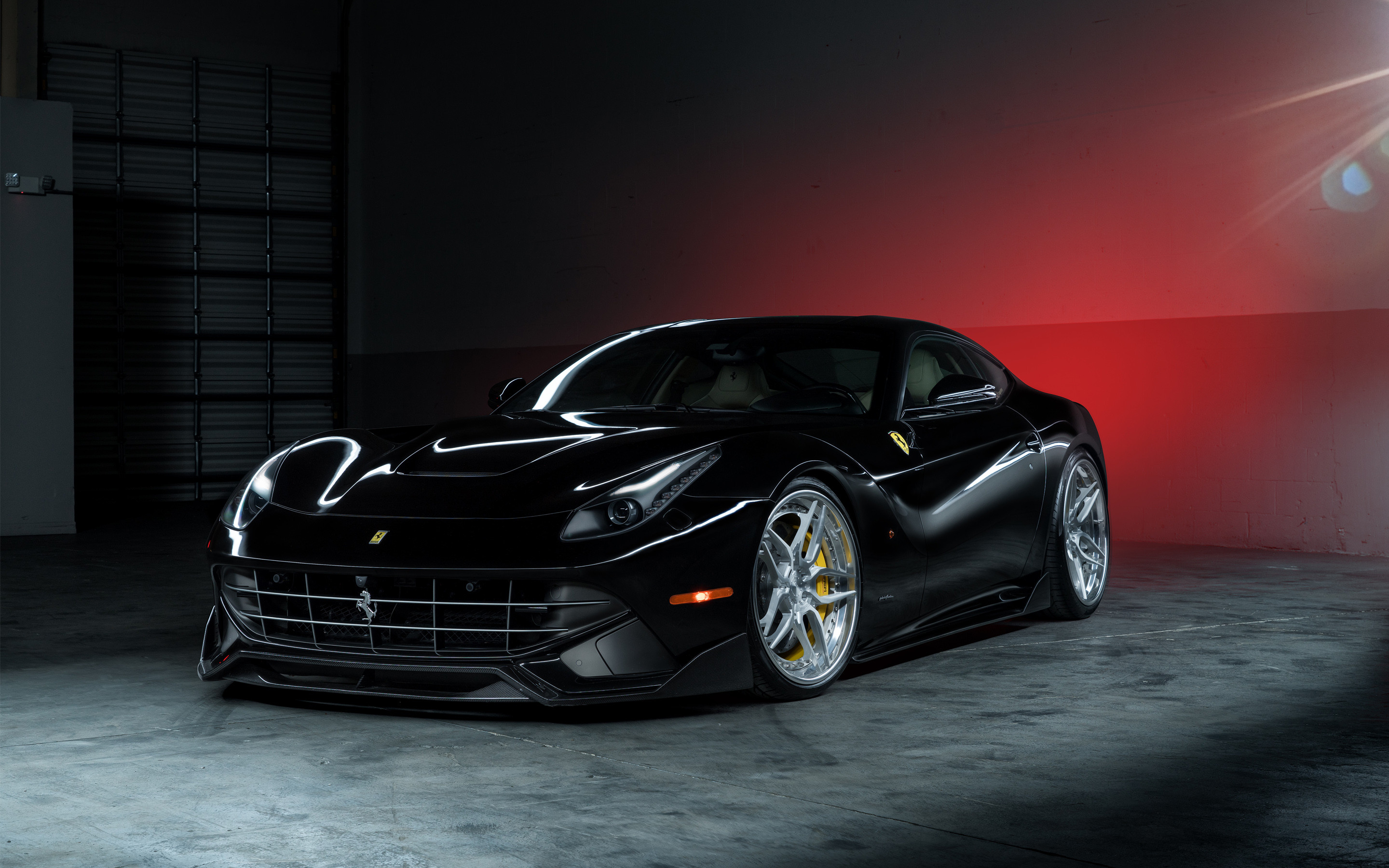 Ferrari F12berlinetta, Nero, Studio, 2K, wallpaper per computer