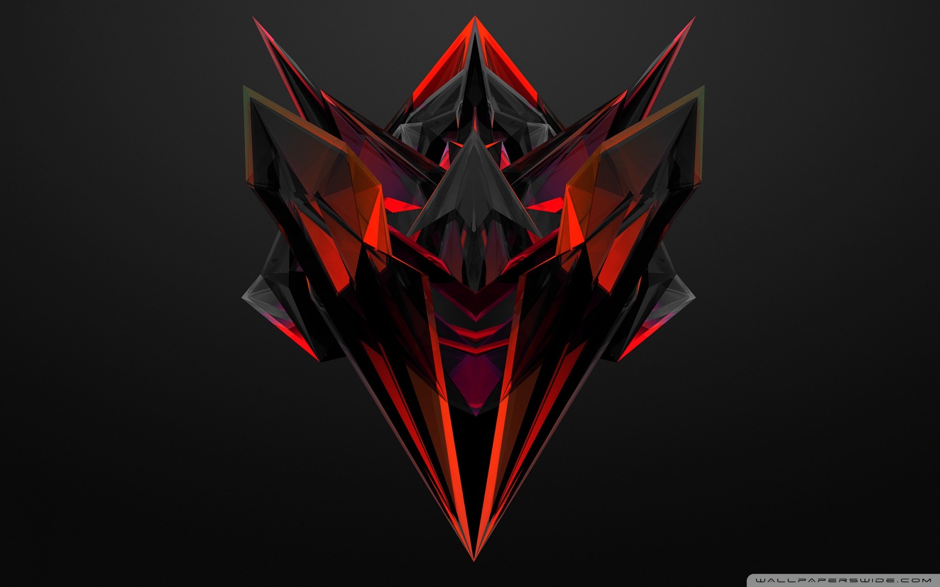 Lupo, Low poly, Geometrico, Rosso e nero, 1920x1200, immagine di sfondo