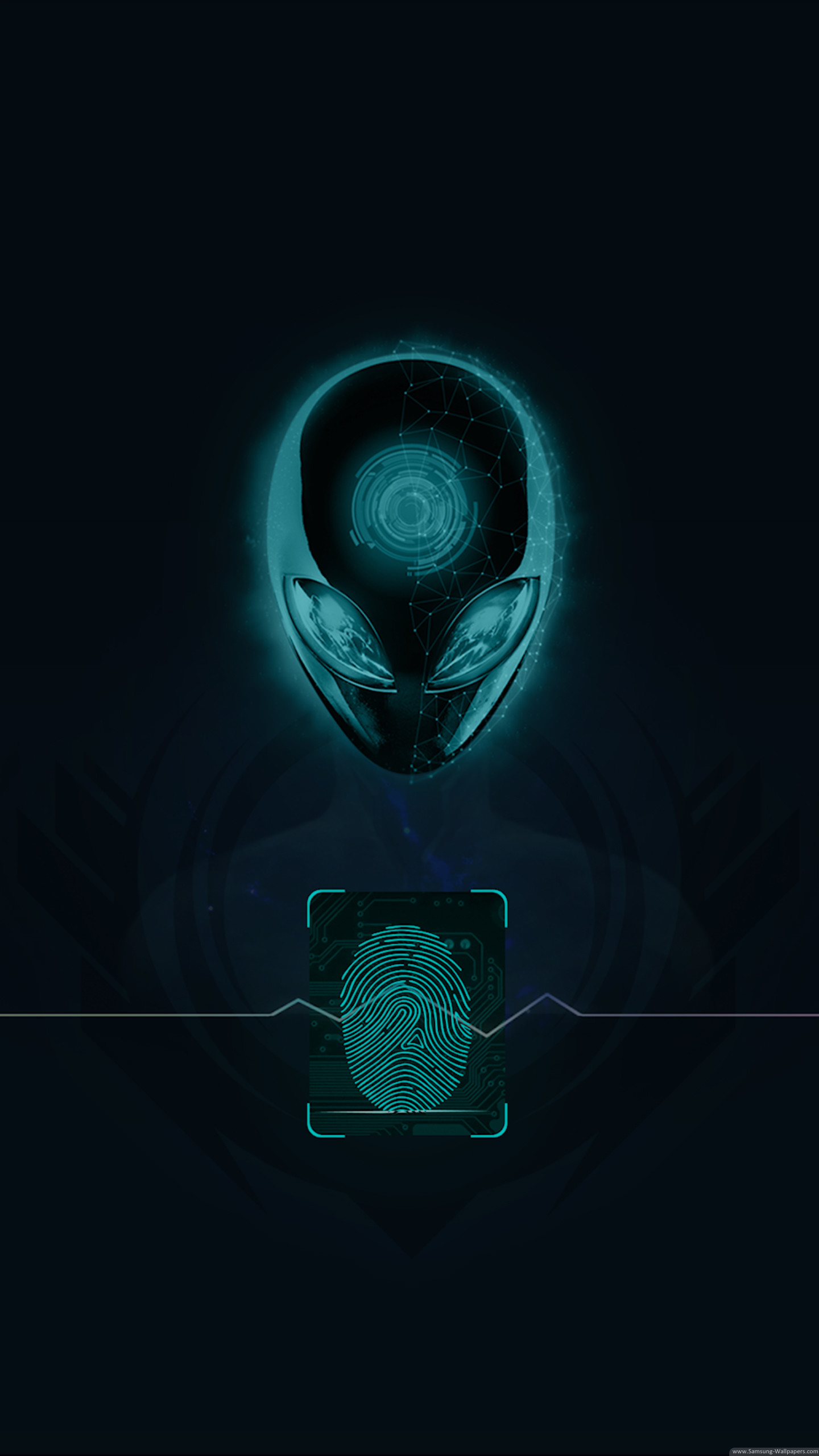Logo Alienware, Impronta digitale, Verde acqua, Sfondo scuro, QHD+, schermata di blocco Samsung S7 Edge