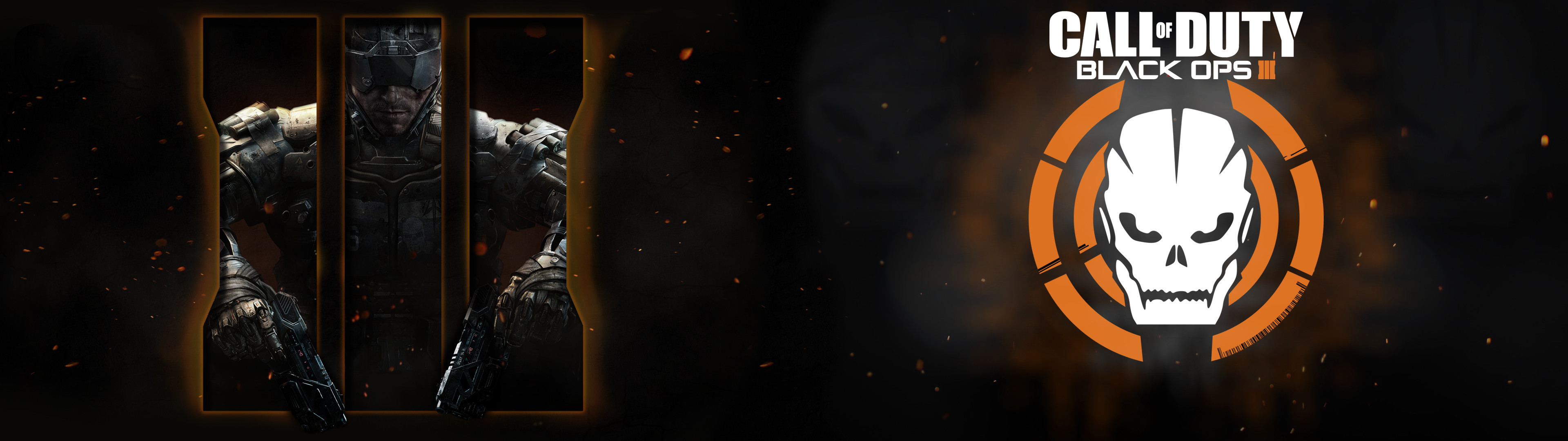Call of Duty: Black Ops III, Logo III, Teschio, Banner, doppio schermo, sfondo Full HD