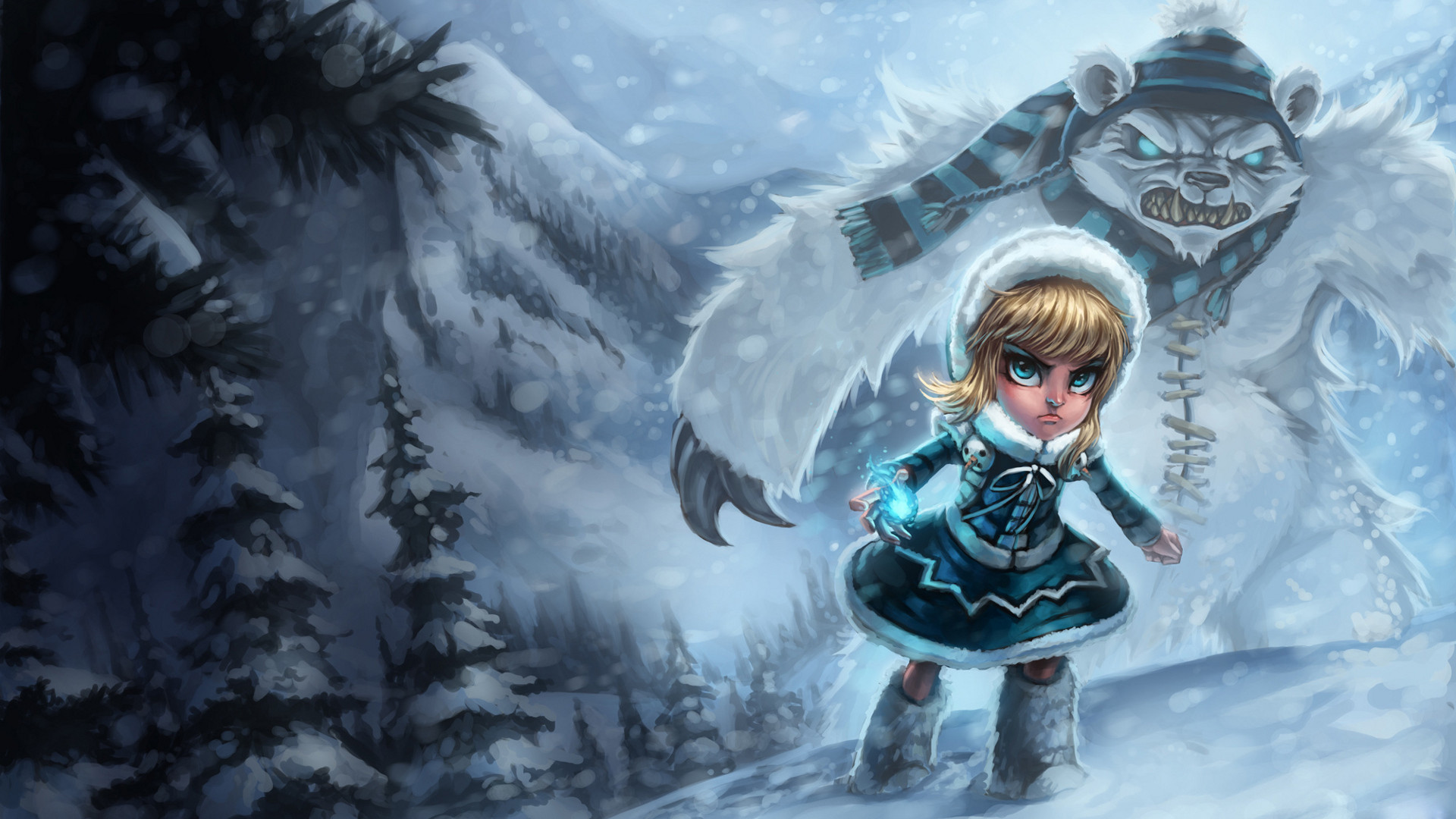 Annie, Nunu, League of Legends, Neve, Full HD 1080p, sfondo desktop
