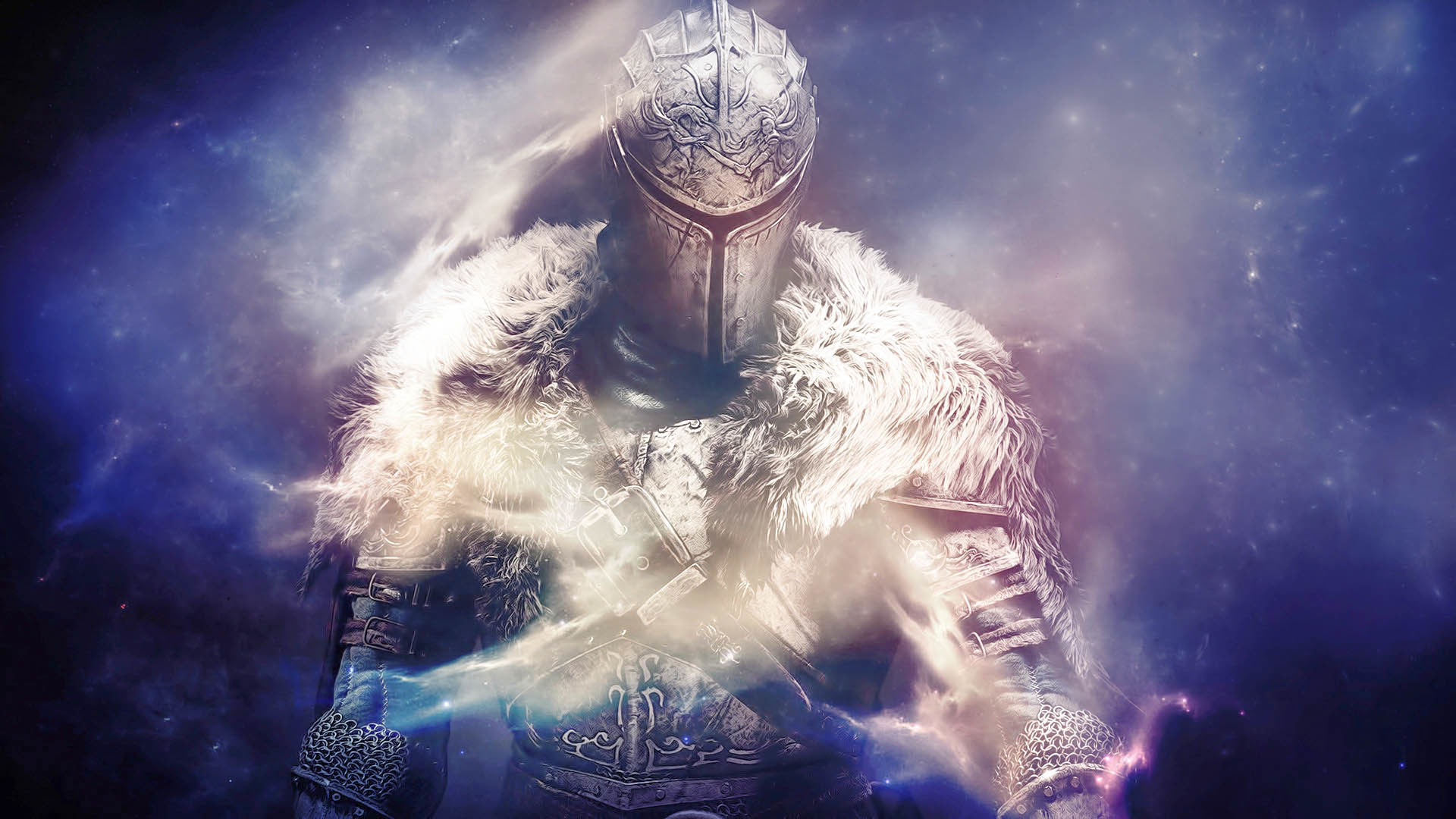 Dark Souls II, Cavaliere in armatura, Pelliccia, Nebulosa, Full HD, sfondo desktop