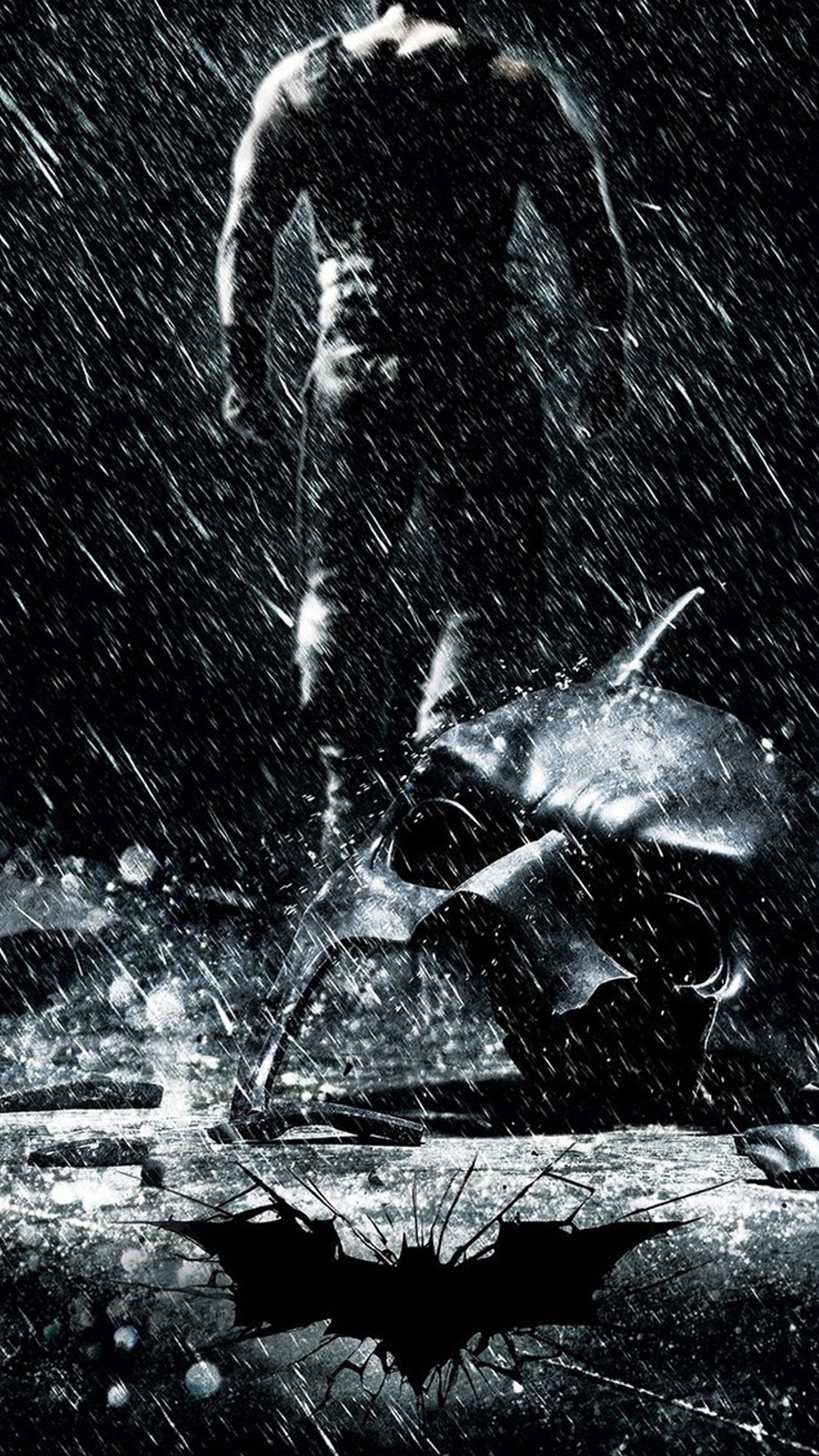 Bane, Il cavaliere oscuro - Il ritorno, Batman, Bianco e nero, Pioggia, sfondo per iPhone