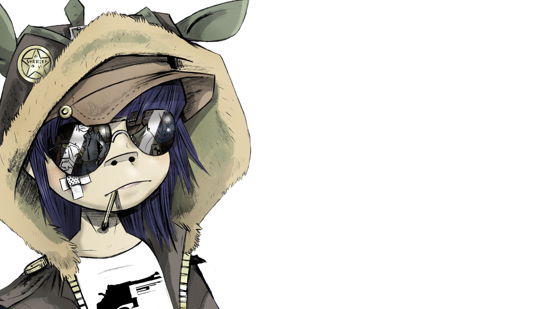 Gorillaz, Noodle, Occhiali da sole, Sigaretta, 16:9 Full HD, sfondo widescreen