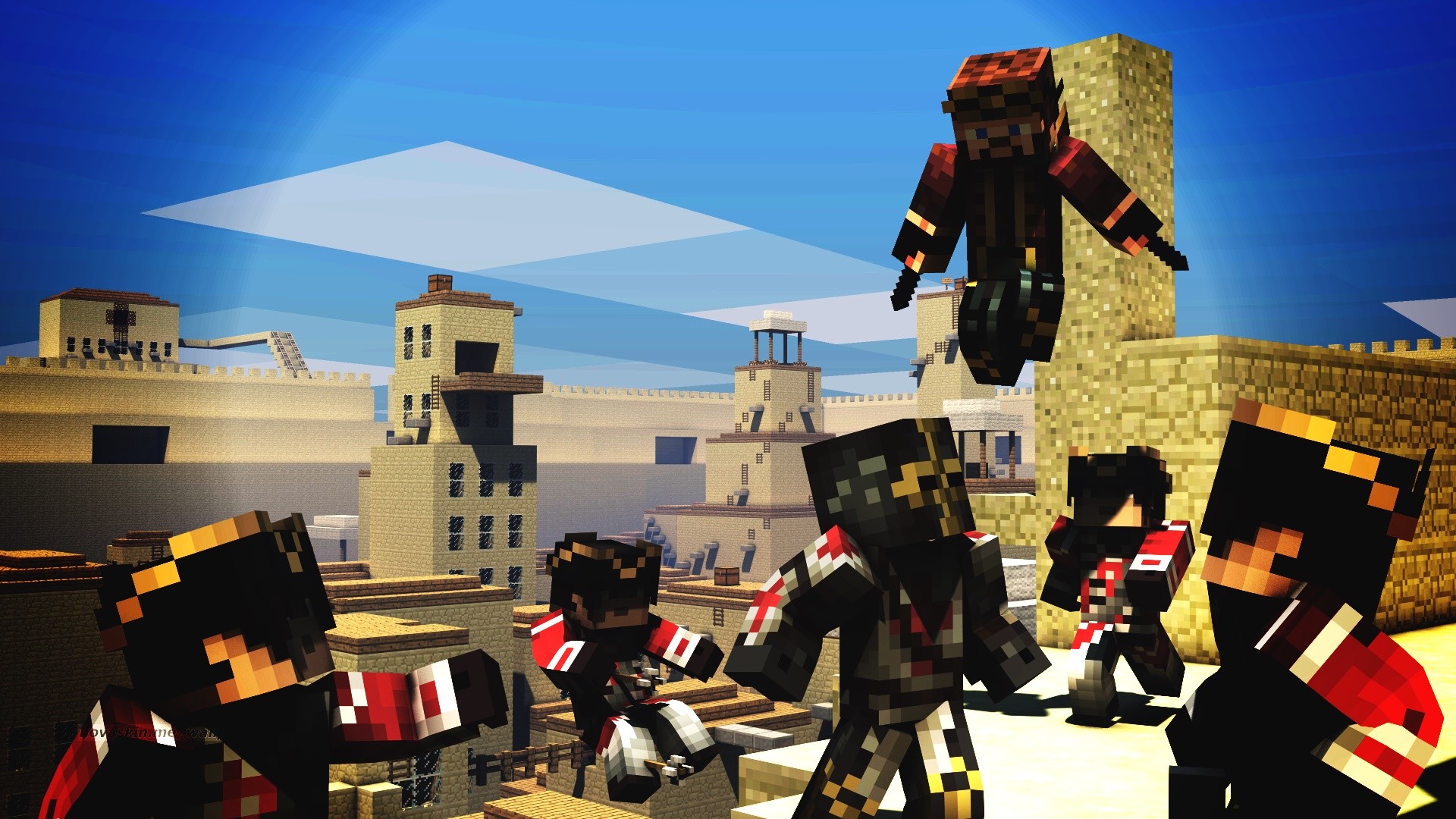 Minecraft, Novaskin, Deserto, Gruppo, Full HD, sfondo Windows 11