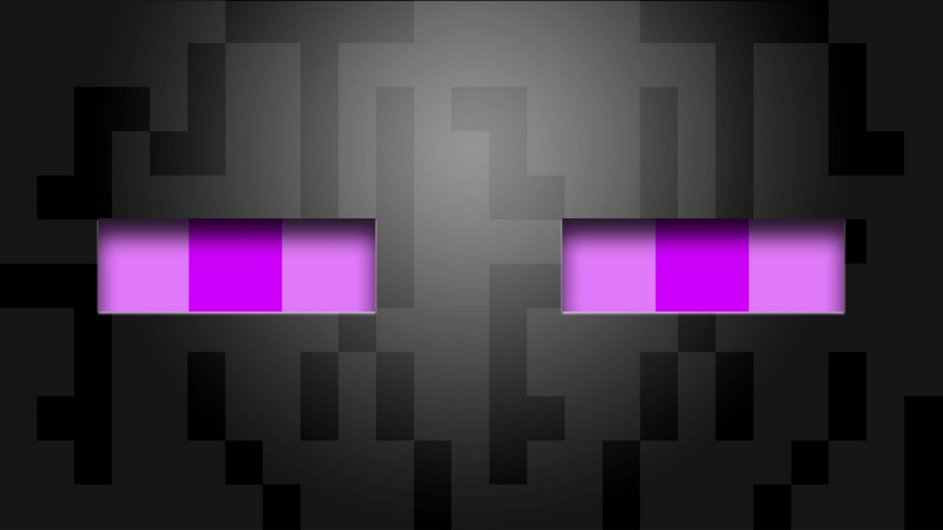 Enderman, Minecraft, Occhi viola, Pixel art, Full HD, sfondo desktop