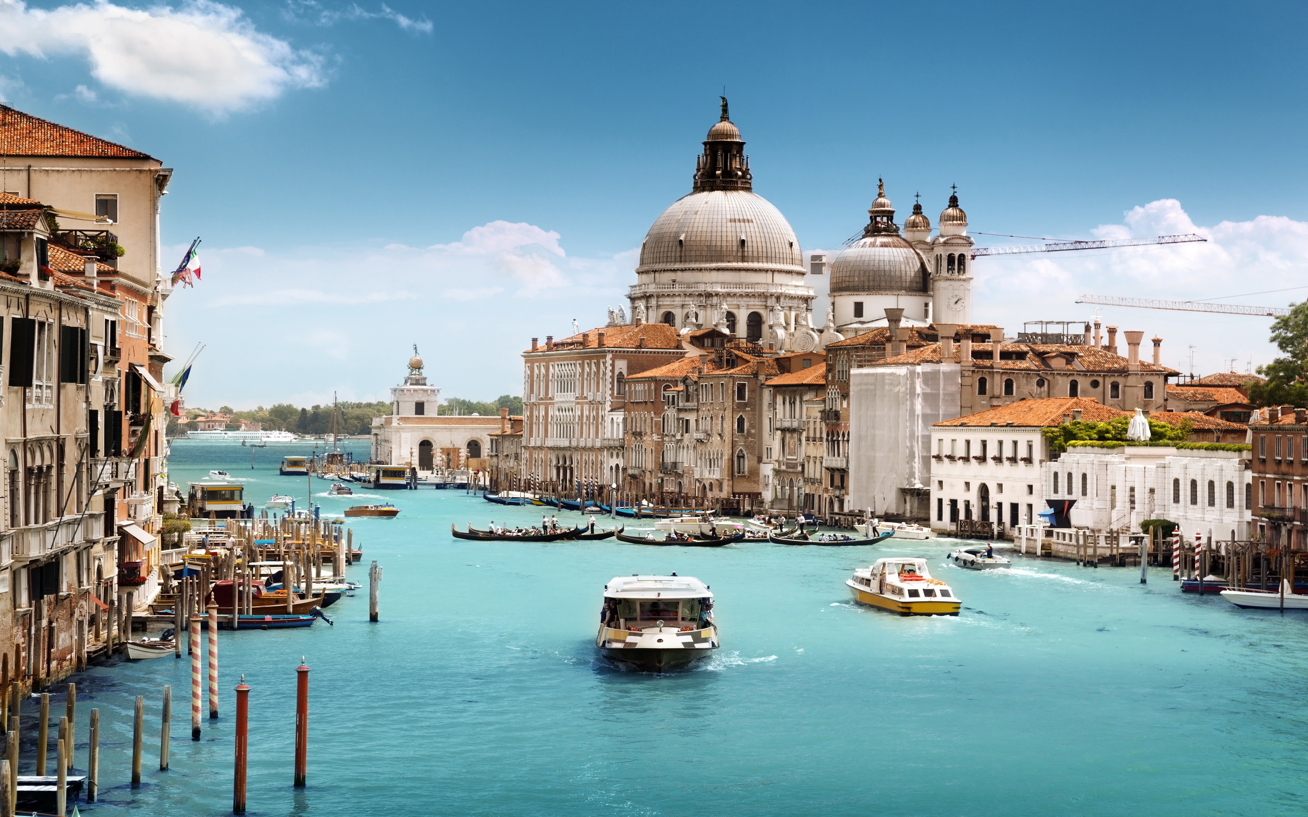 Canal Grande, Basilica di Santa Maria della Salute, Venezia, Veneto, sfondo 2K per portatile