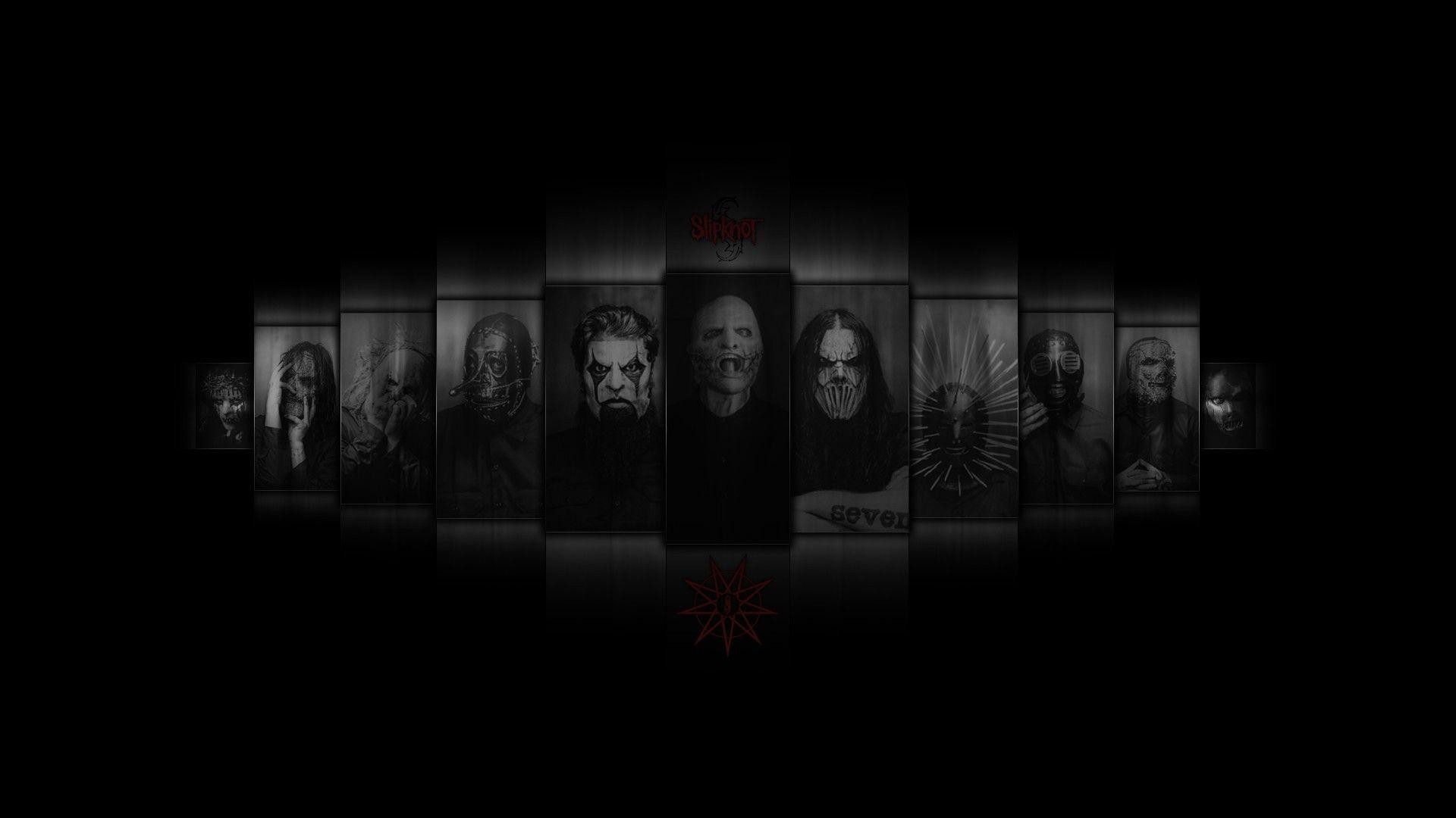 Slipknot, Maschere, Sfondo nero, Minimalista, Full HD, wallpaper per PC