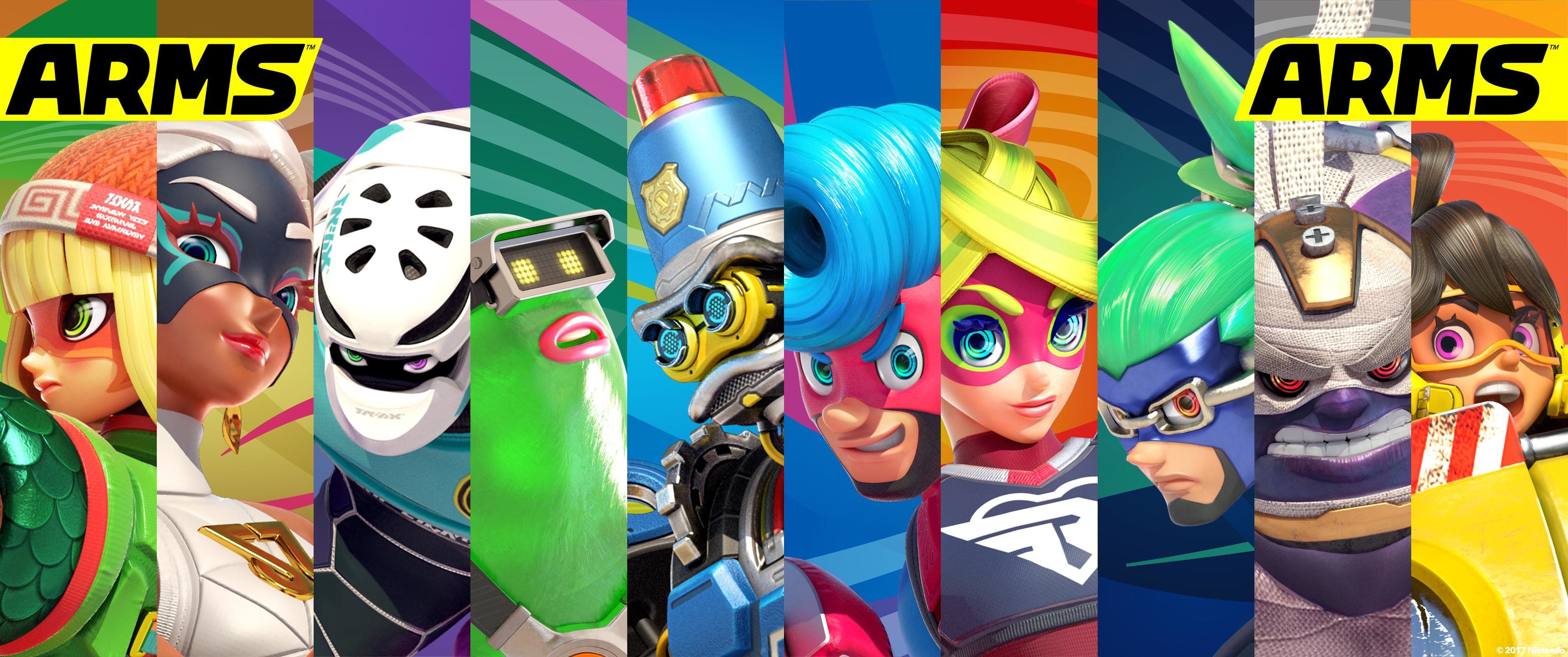 ARMS, Spring Man, Ribbon Girl, Min Min, Ninjara, Videogioco, 21:9 2K, sfondo widescreen