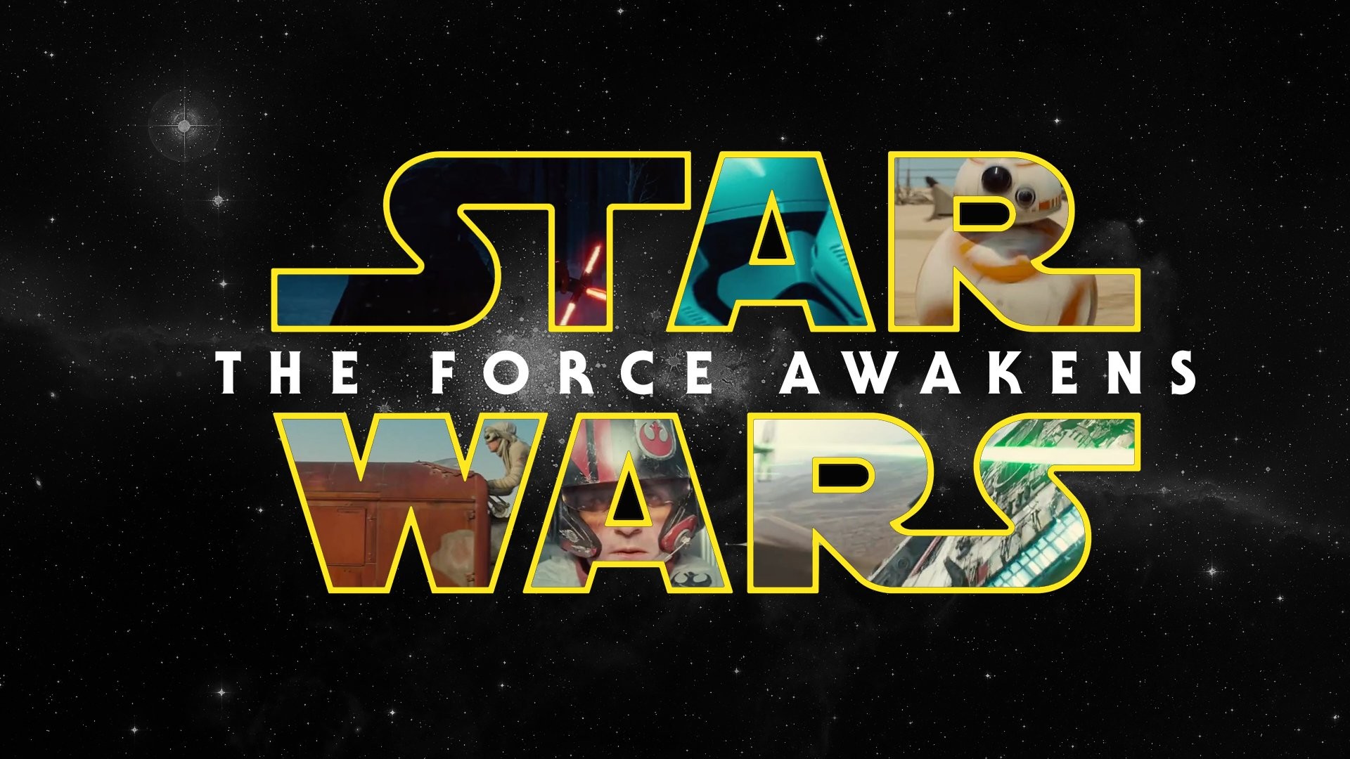 Star Wars: Il risveglio della Forza, Logo, Stelle, Full HD, sfondo desktop