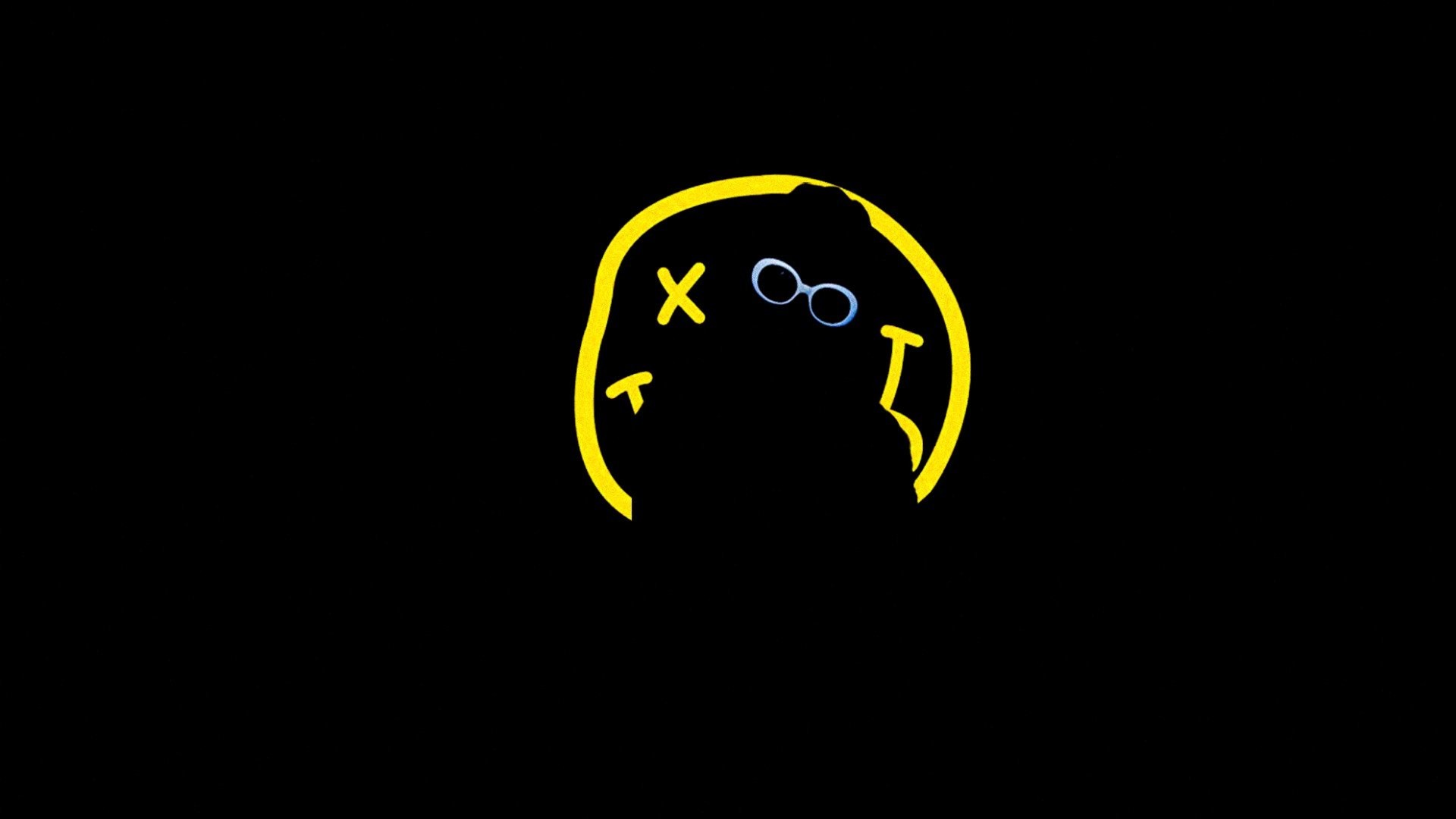 Logo Nirvana, Smiley, Kurt Cobain, Minimalismo, Sfondo nero, Full HD, wallpaper per portatile
