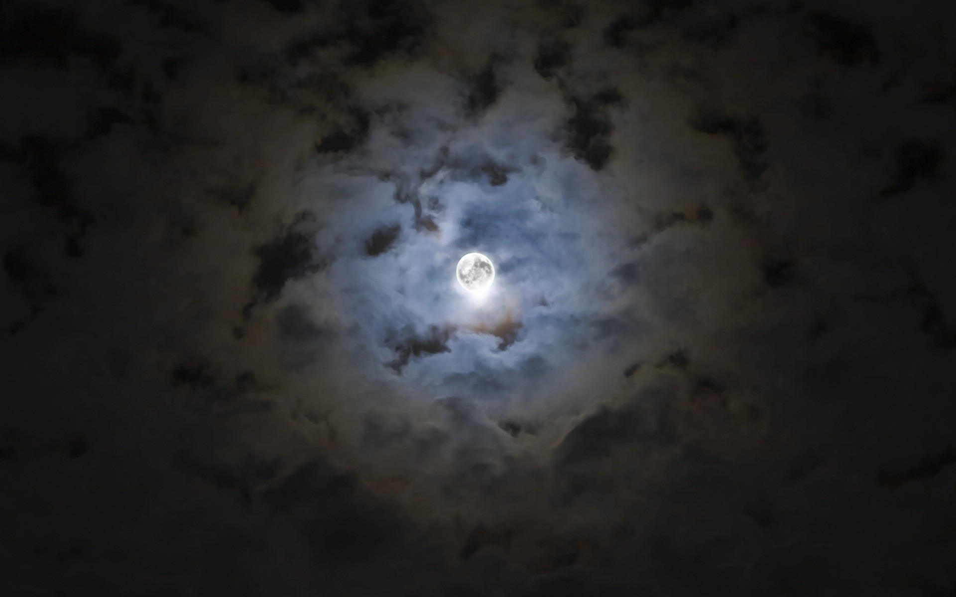Luna, Nuvole, Notte, Cielo cupo, 1920x1200, immagine di sfondo