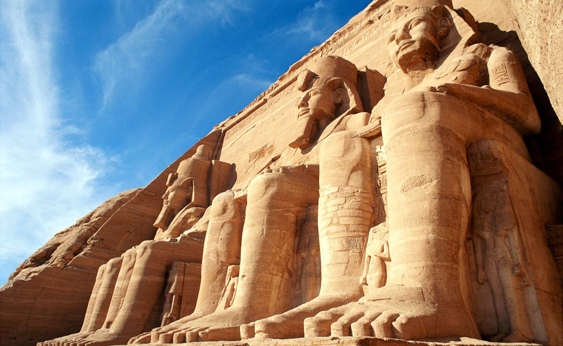 Abu Simbel, Ramses II, Egitto, Statue colossali, Tempio, Full HD, wallpaper per portatile