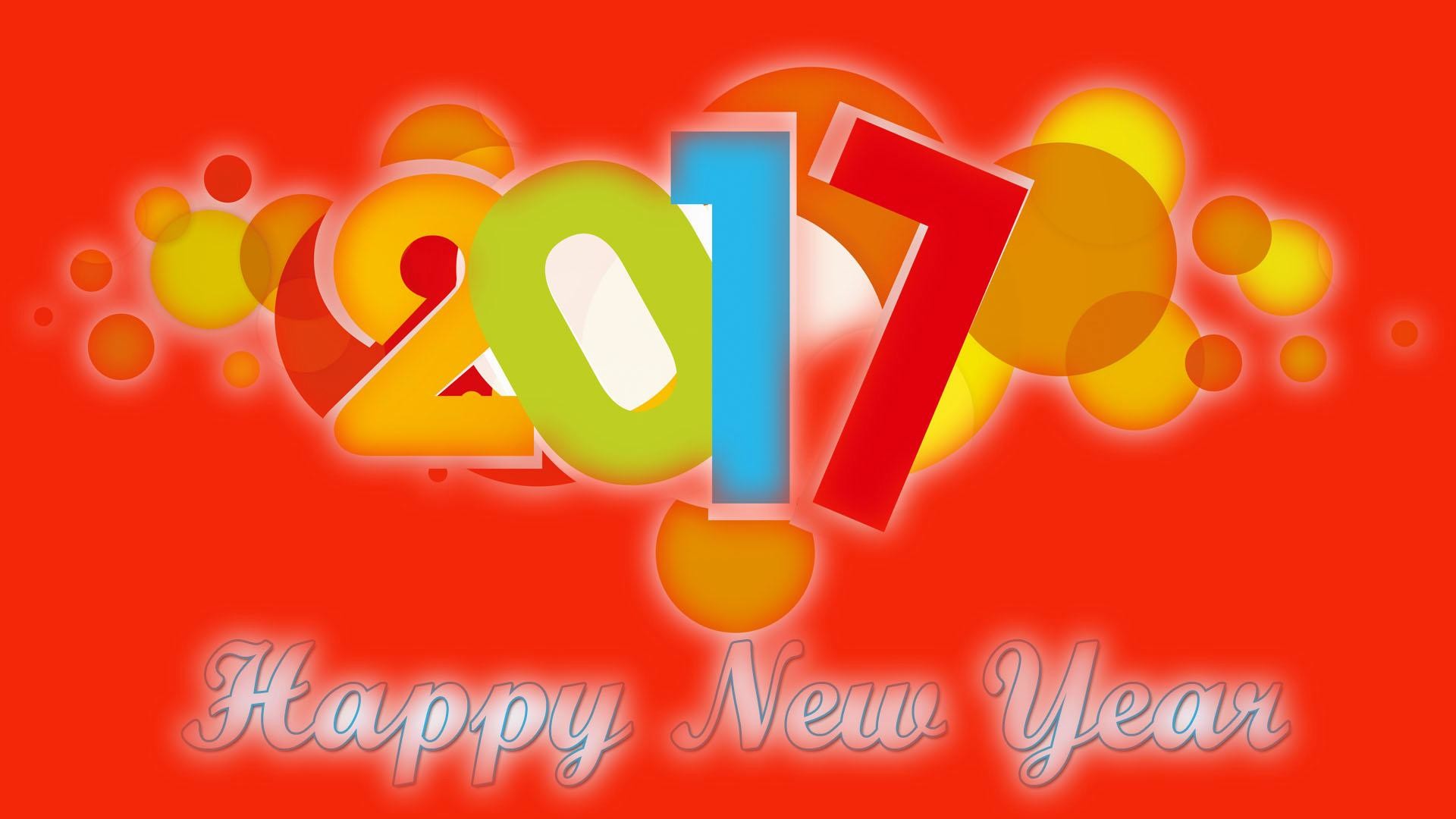 Felice anno nuovo 2017, 2017, Capodanno, Sfondo rosso, Full HD, wallpaper per portatile