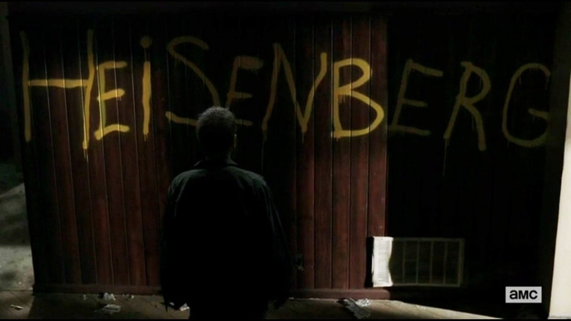 Heisenberg, Walter White, Breaking Bad, Graffiti, Silhouette, Notte, sfondo desktop 1080p