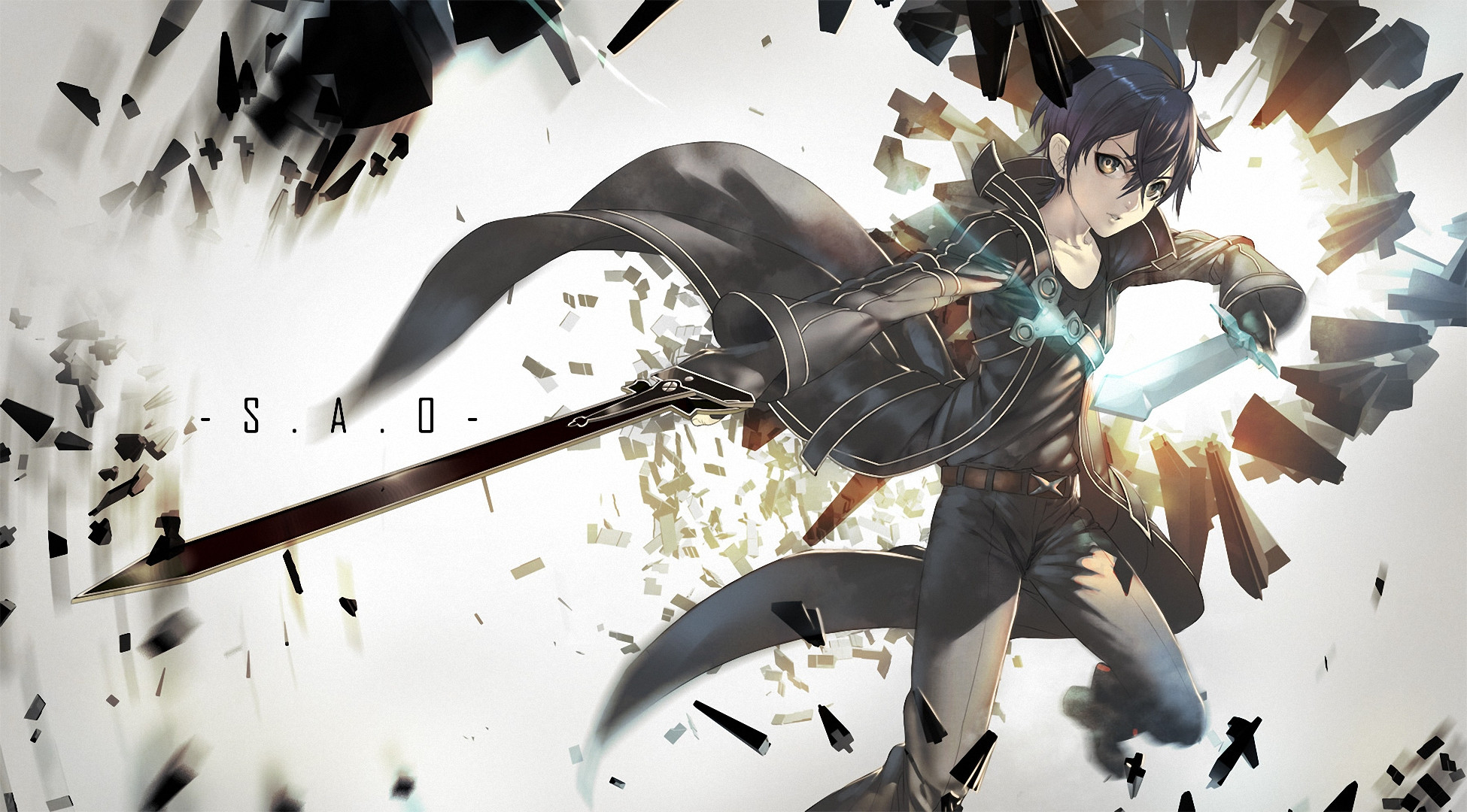 Kirito, Sword Art Online, Frammenti, Sfondo bianco, Full HD, wallpaper desktop