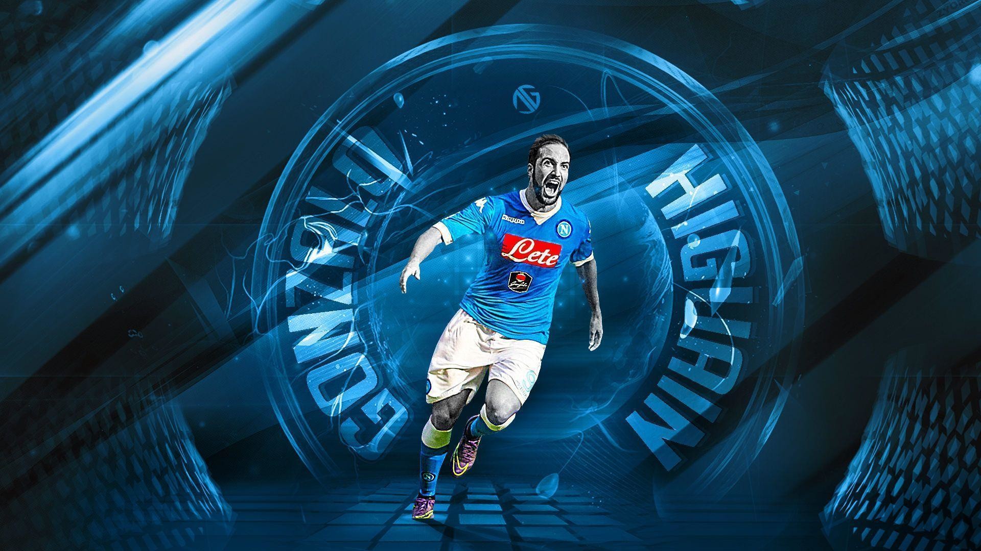 Gonzalo Higuaín, SSC Napoli, Calciatore, Blu, 1920x1080, sfondo per PC