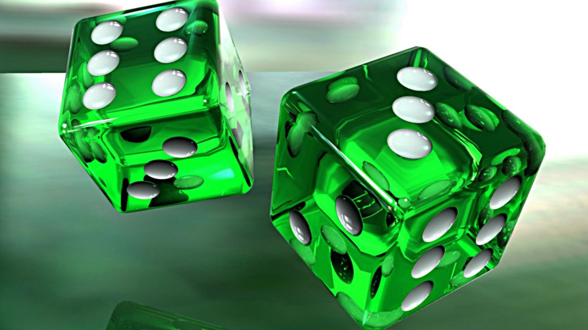 Dadi, Vetro verde, Rendering 3D, Full HD, sfondo per portatile