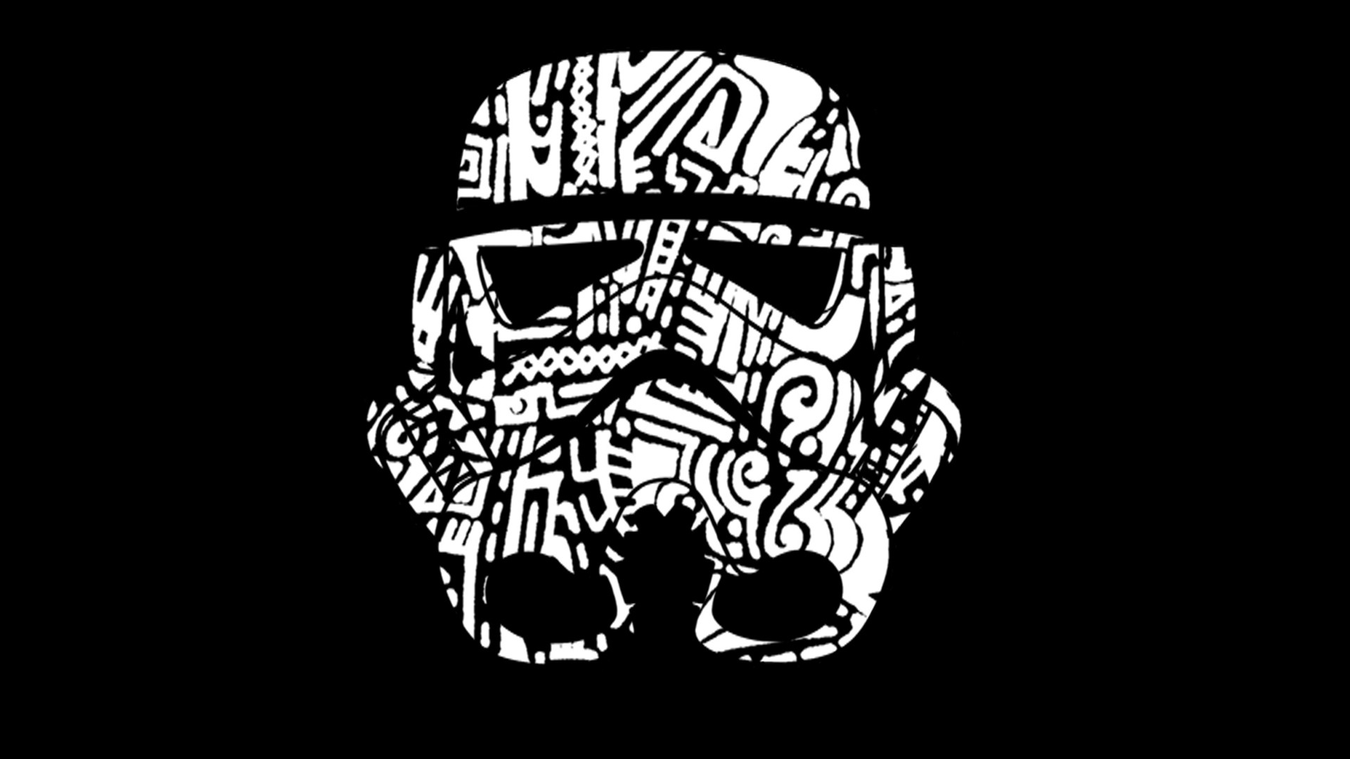 Casco da stormtrooper, Star Wars, Motivo decorativo, Bianco e nero, sfondo 16:9 Full HD