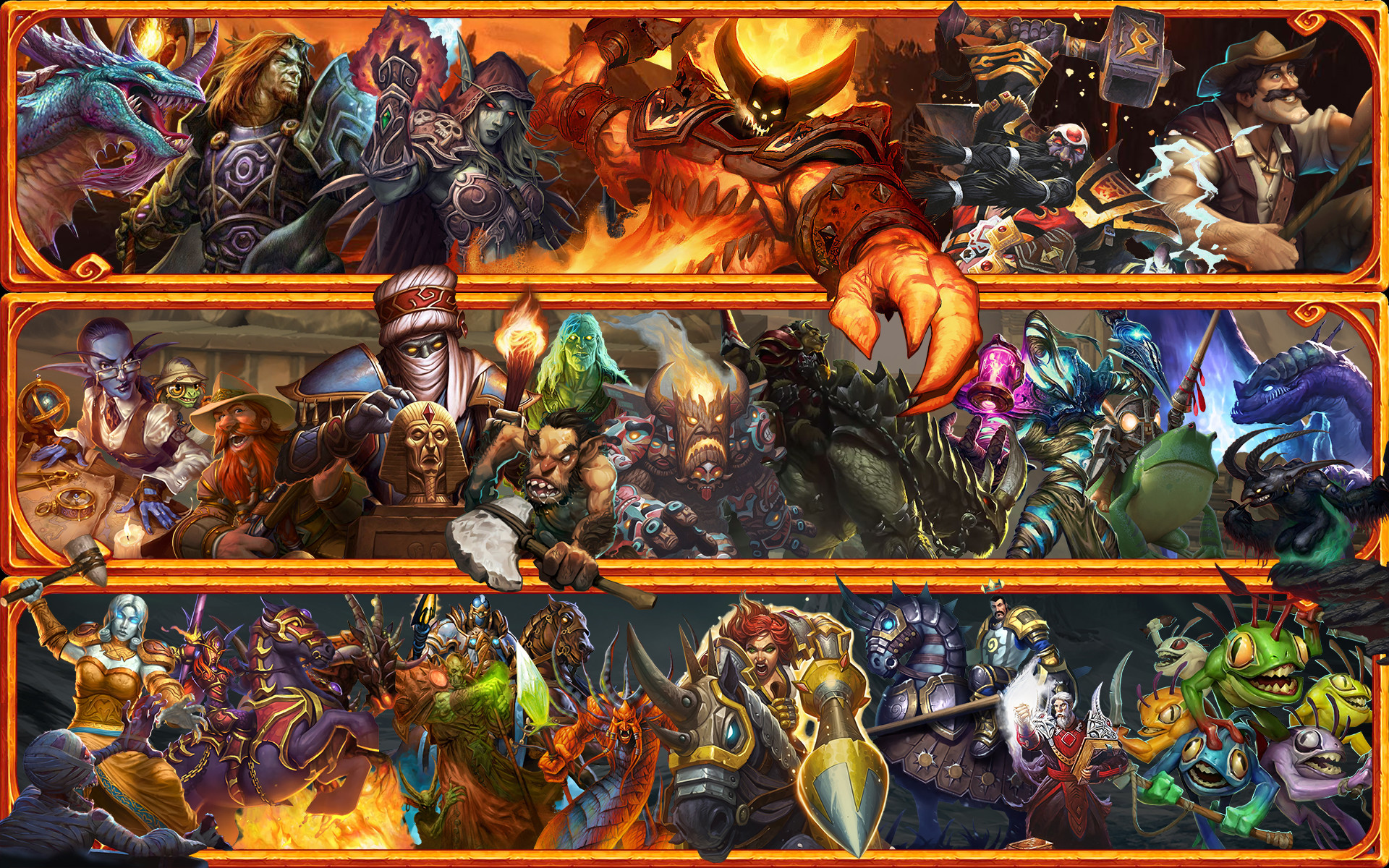 Hearthstone, Personaggi, Collage, Arancione, 1920x1200, sfondo per PC