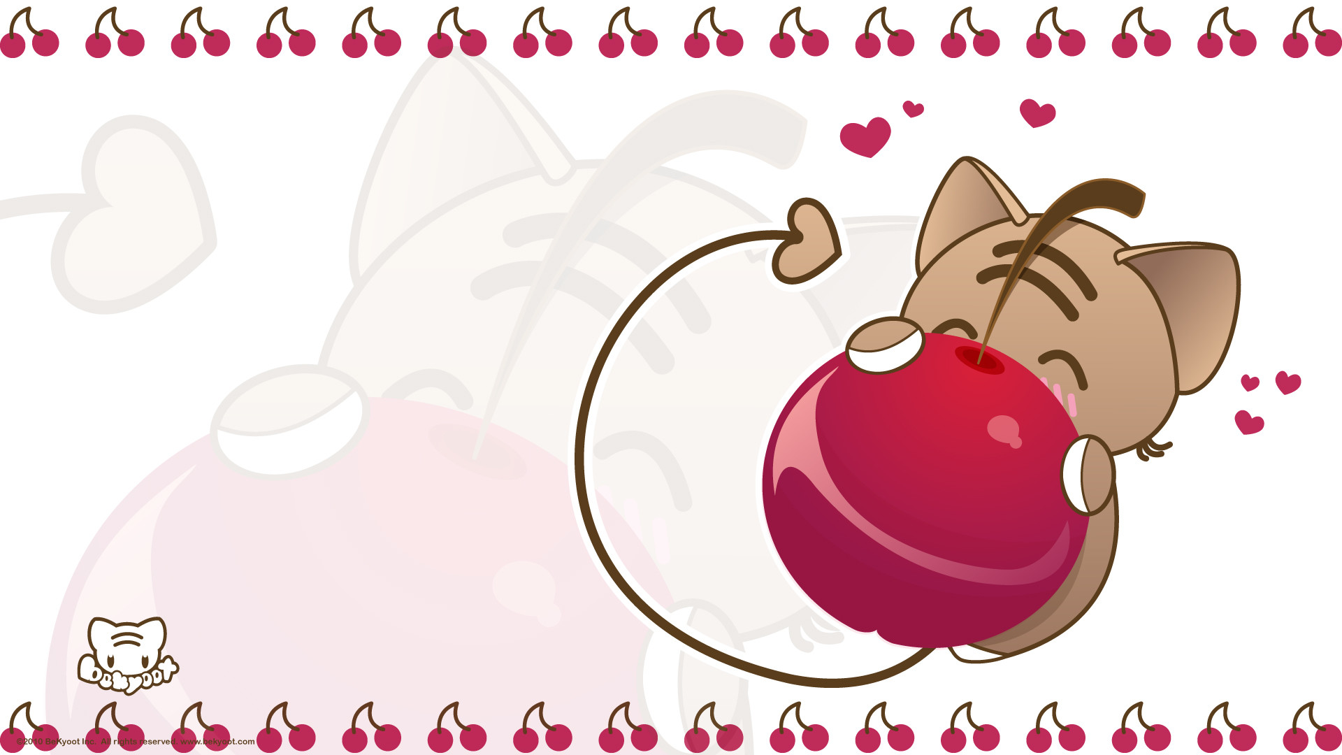 Gatto, Ciliegia, Kawaii, 1920x1080, immagine di sfondo