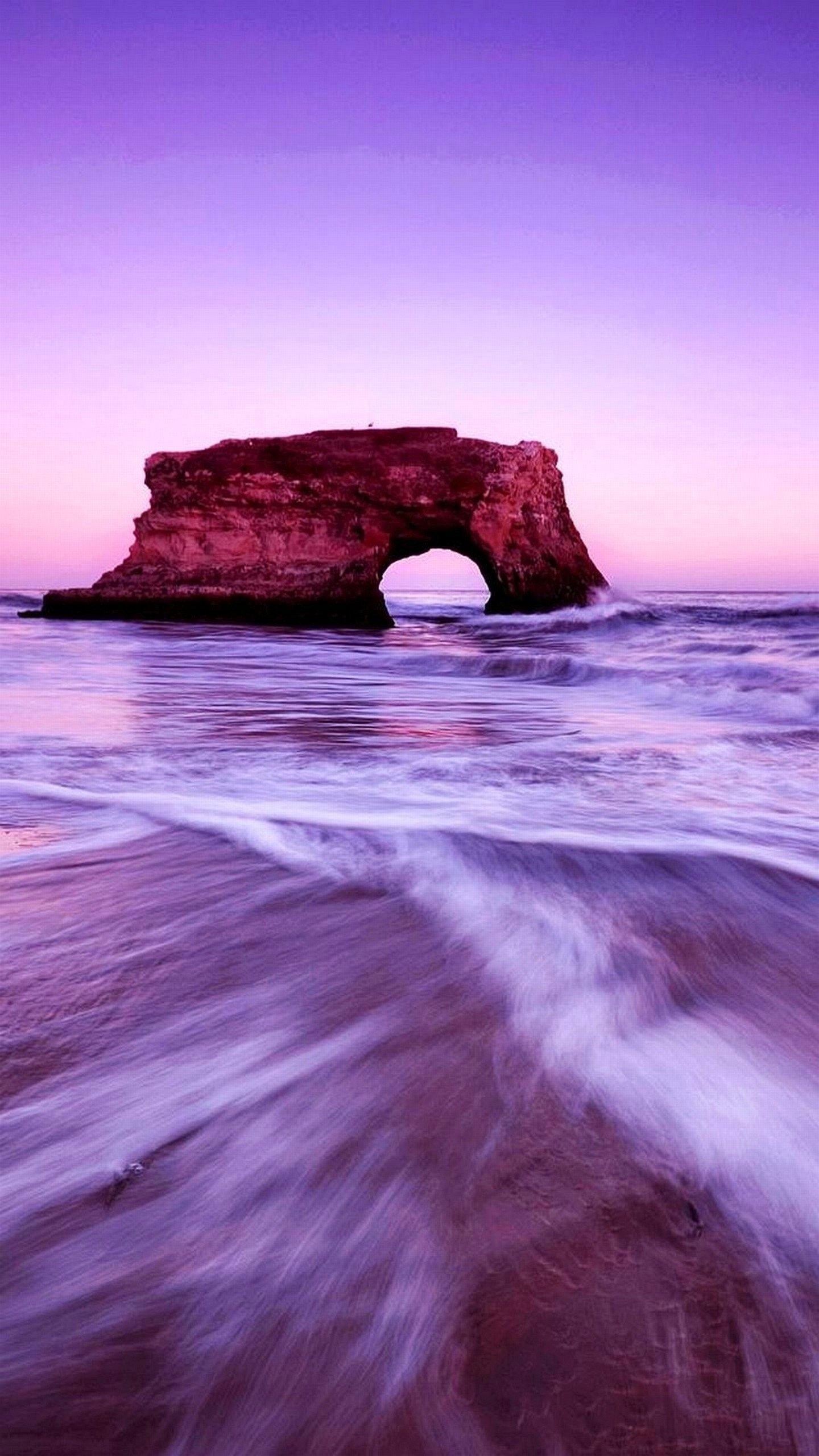 Natural Bridges State Beach, Arco di roccia, Mare, Cielo viola, wallpaper LG G4