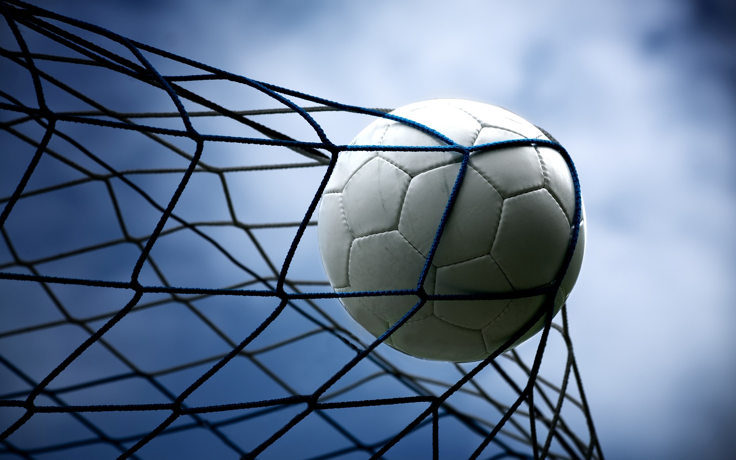 Pallone in rete, Gol, Rete, Cielo, 2K, wallpaper per computer