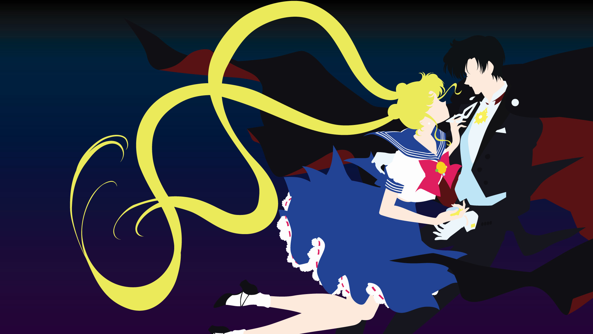 Sailor Moon, Tuxedo Mask, Sailor Moon Crystal, Minimalista, Full HD, sfondo per PC e portatile