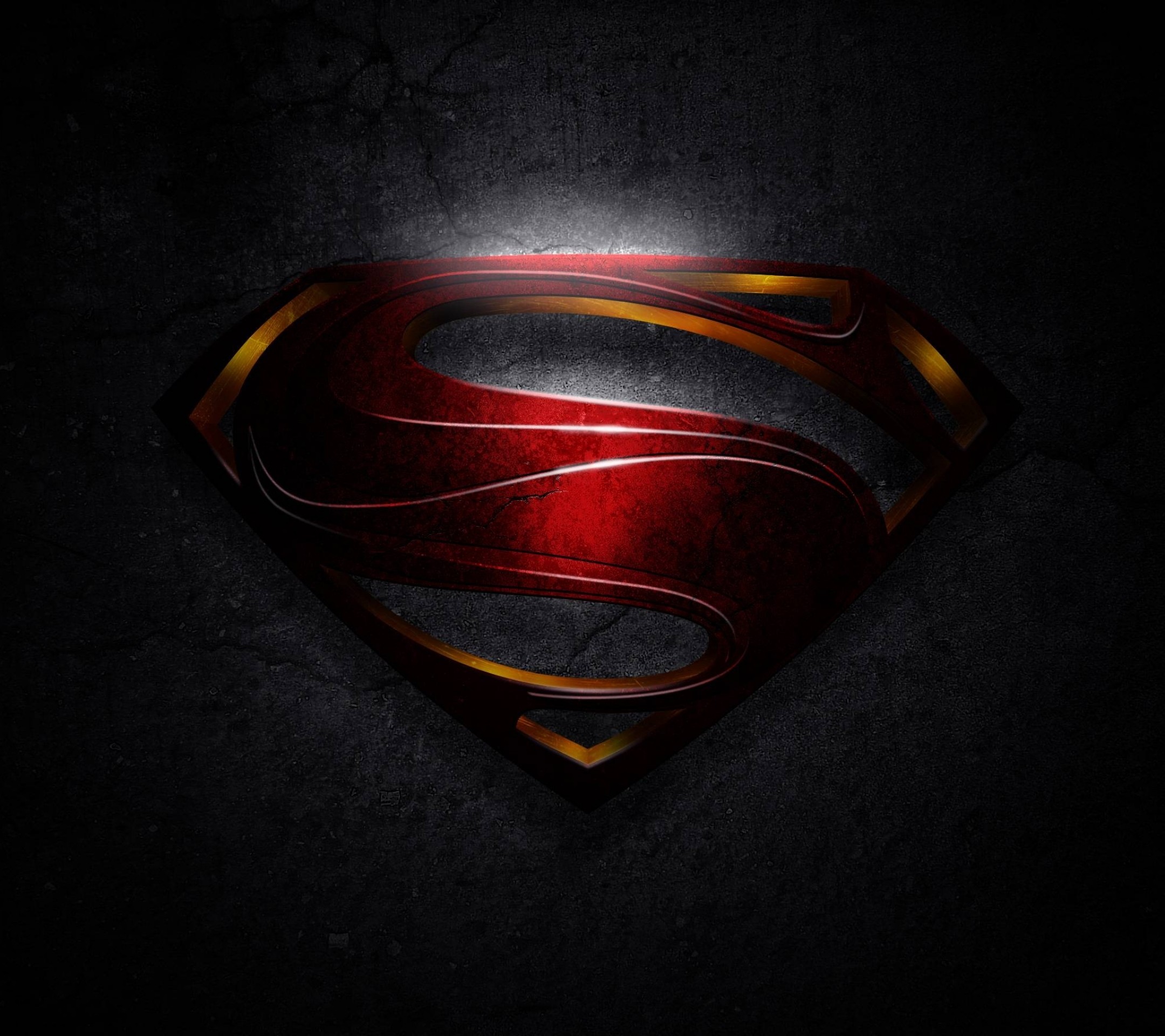 Logo di Superman, L'uomo d'acciaio, Metallo, Sfondo nero, Full HD, schermata di blocco iPad