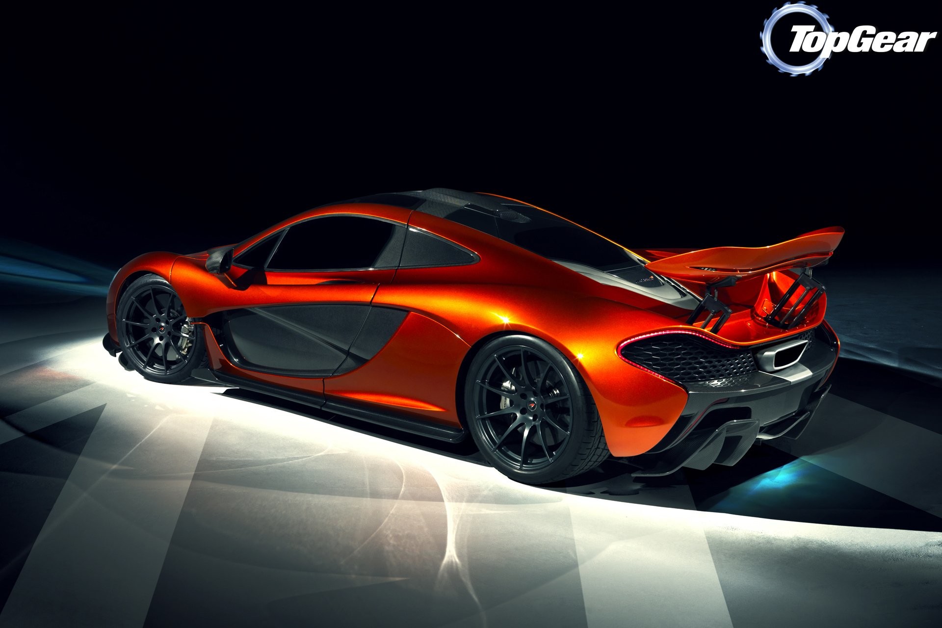 McLaren P1, Top Gear, Arancione, Sfondo scuro, Full HD, wallpaper per computer