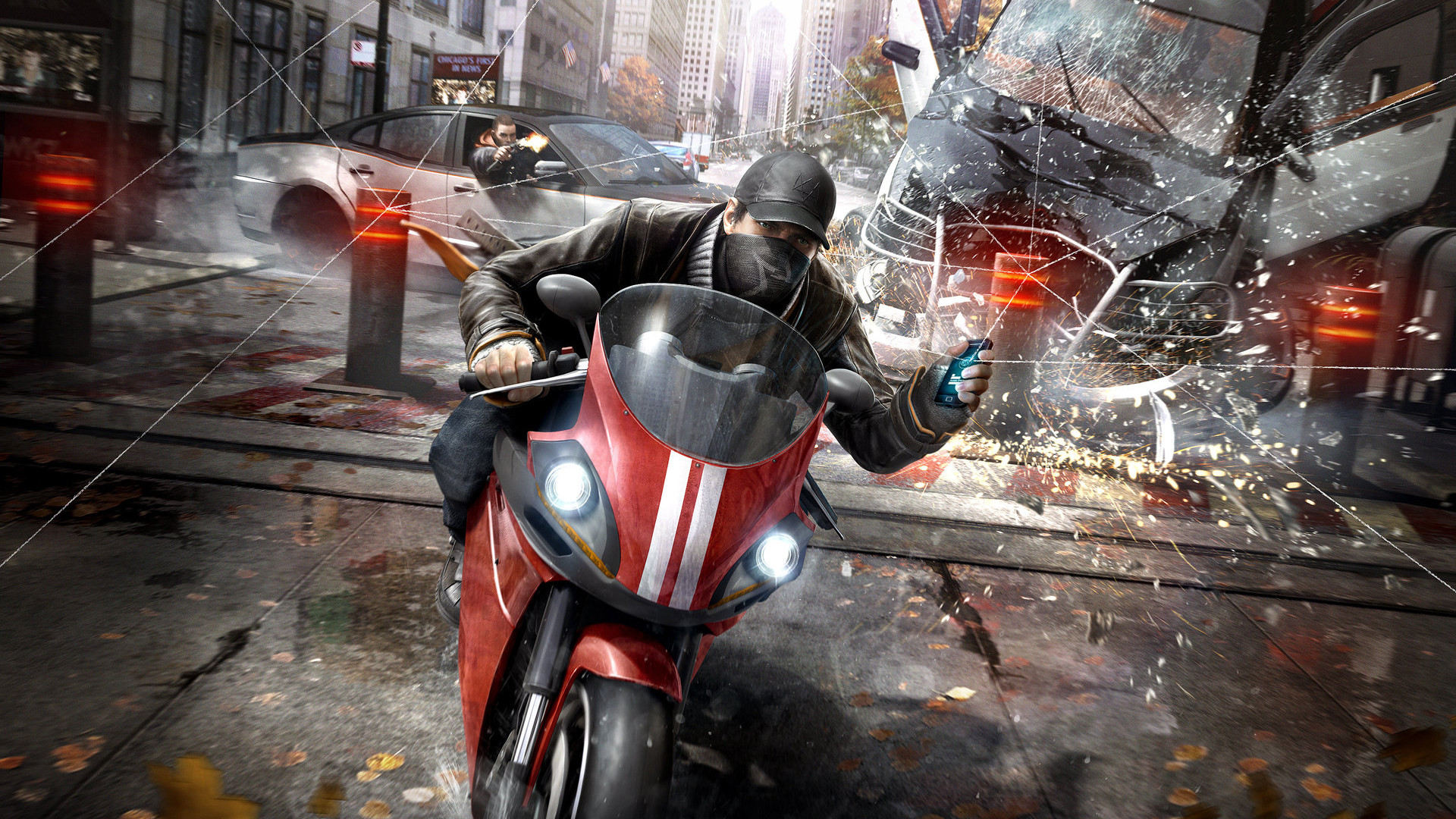 Aiden Pearce, Watch Dogs, Moto, Esplosione, Full HD, sfondo per PC