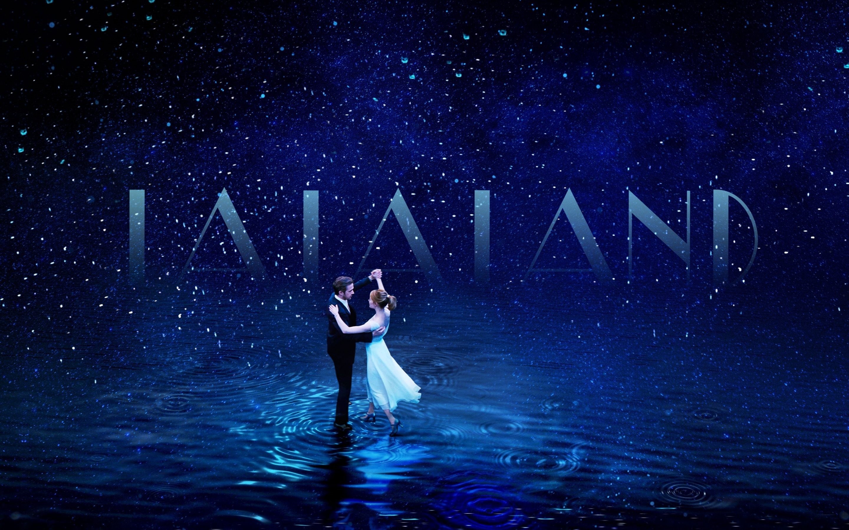 La La Land, Ryan Gosling, Emma Stone, Cielo stellato, Ballo di coppia, sfondo 2K per PC