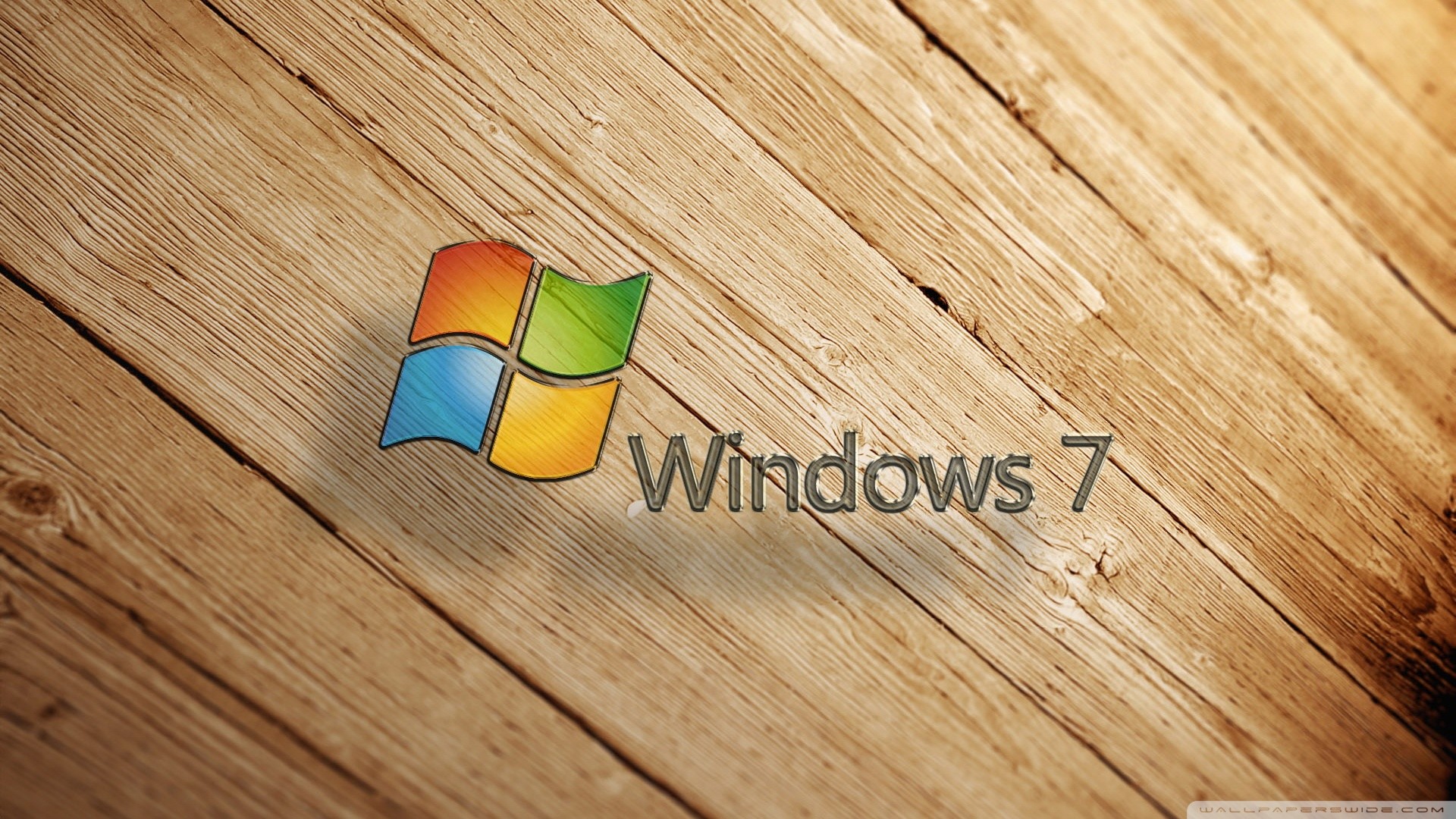 Windows 7, Logo Windows, Legno, Full HD, sfondo per portatile